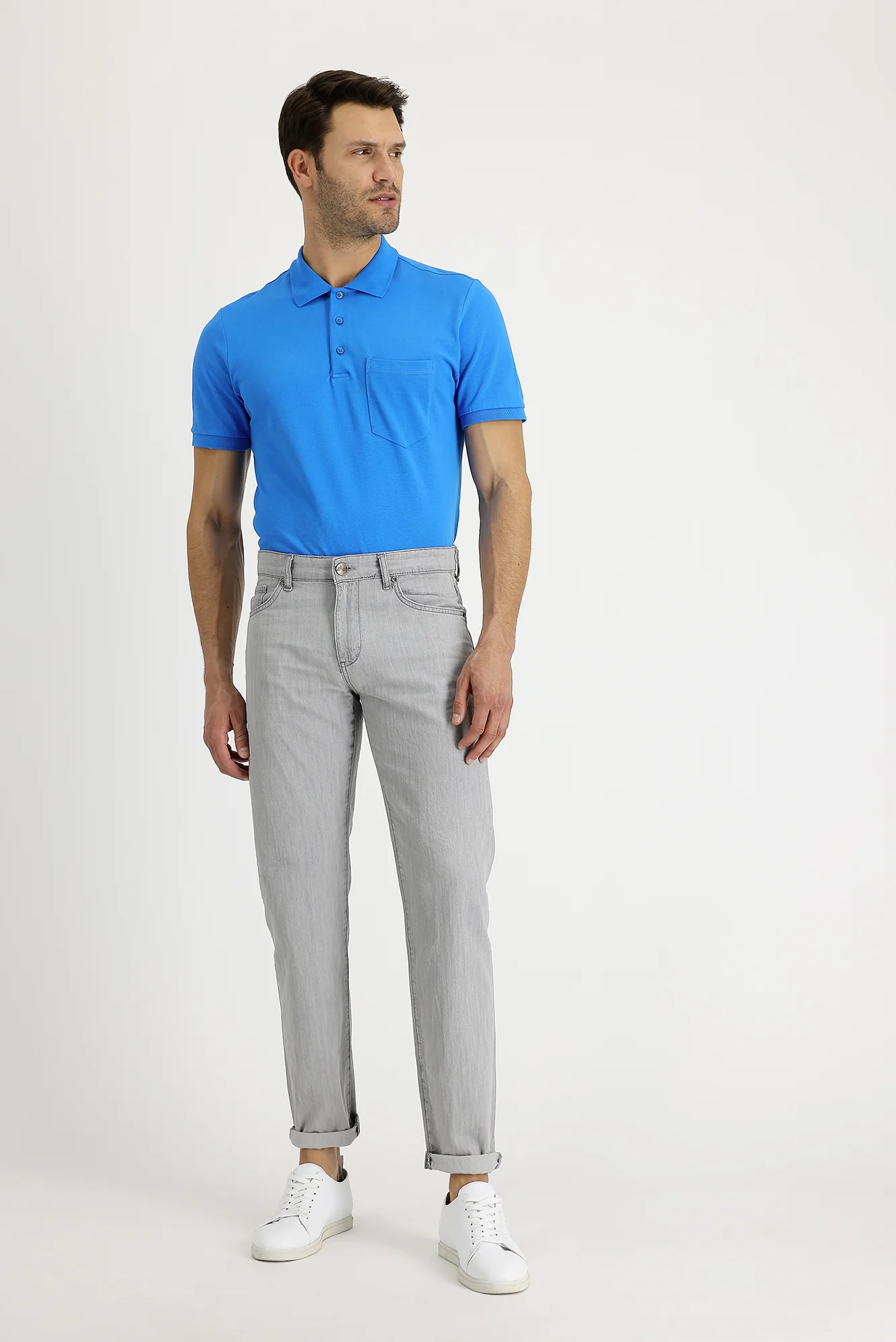 Bulut Gri Regular Fit Standart Kesim Pamuk Denim Pantolon - Image 2