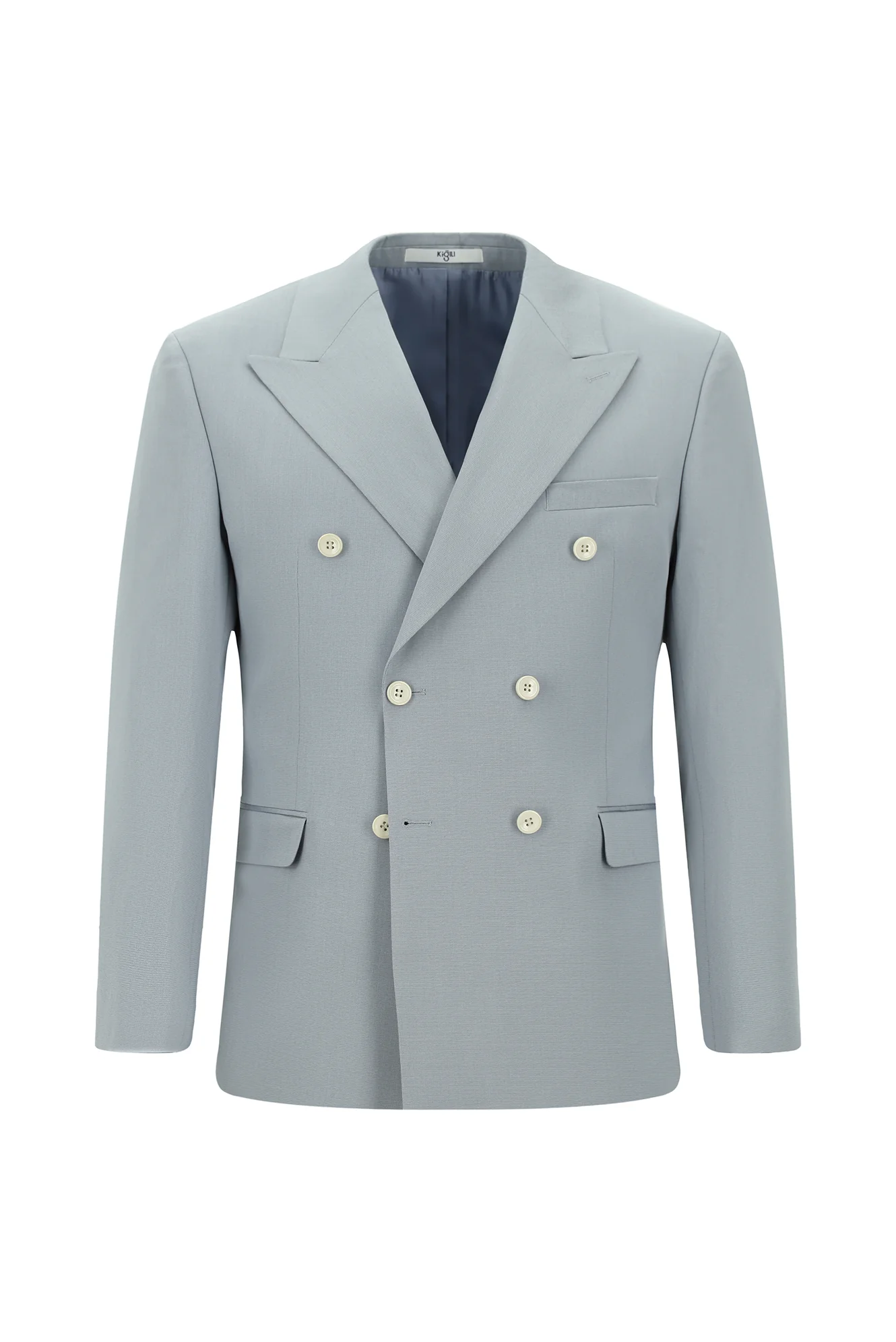 Bulut Gri 7 Drop Slim Fit Dar Kesim Pamuklu Lyocell Kruvaze Takım Elbise - Image 2