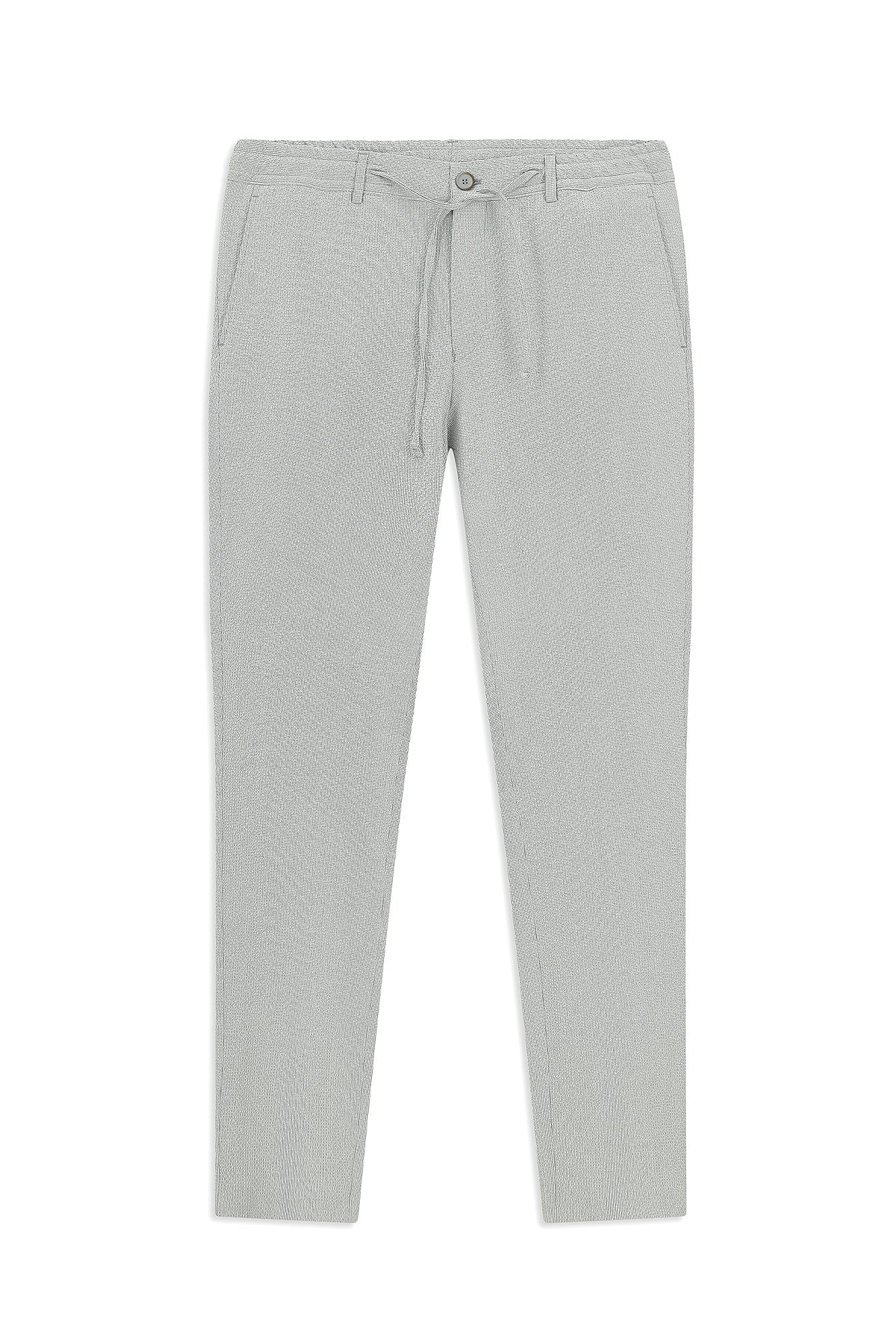 Bulut Gri 7 Drop Super Slim Fit Eksra Dar Kesim Beli Lastikli İpli Gofre Likralı Klasik Kumaş Pantolon - Image 7