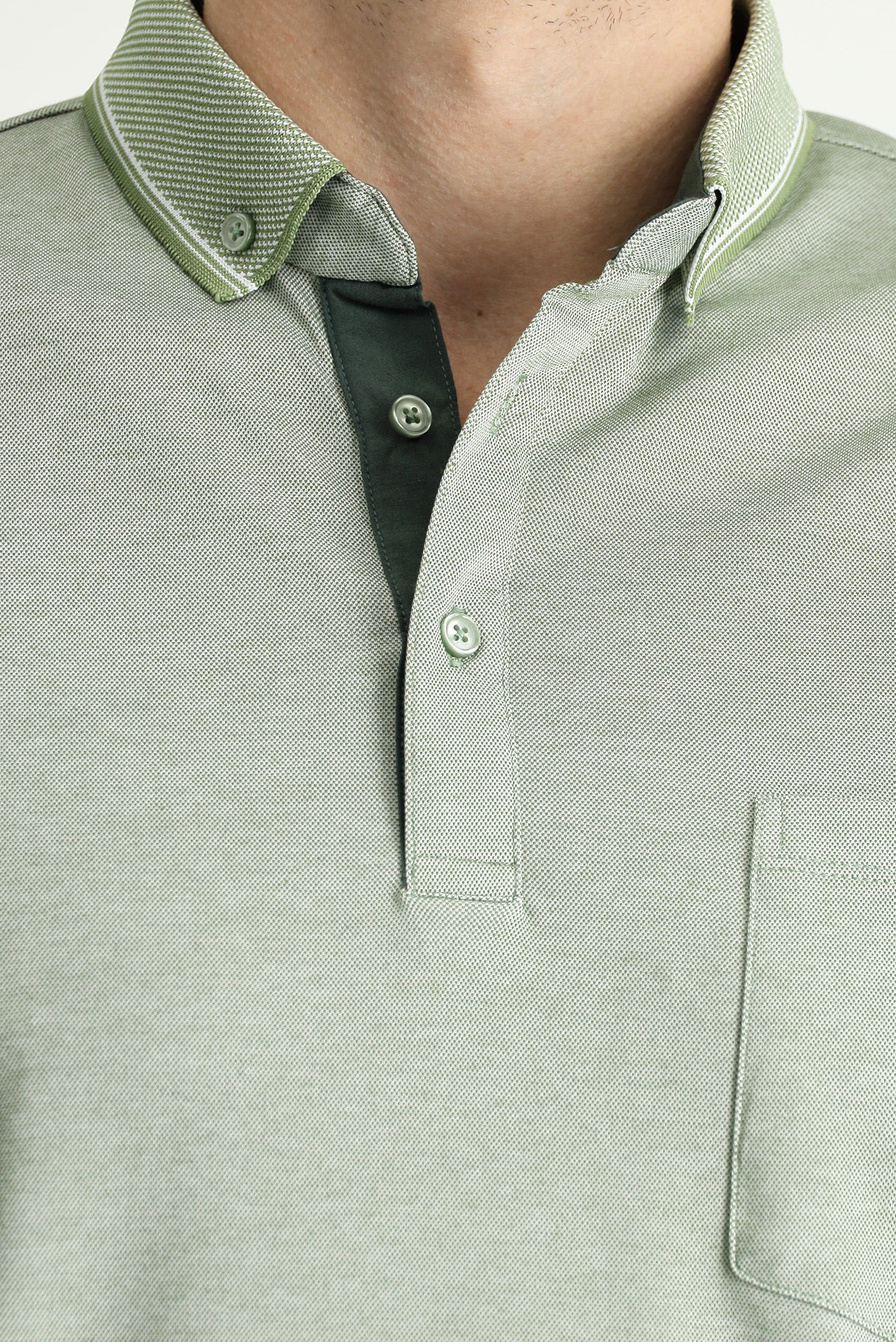 Çağla Yeşili Polo Yaka Regular Fit Pamuklu Tişört - Image 5