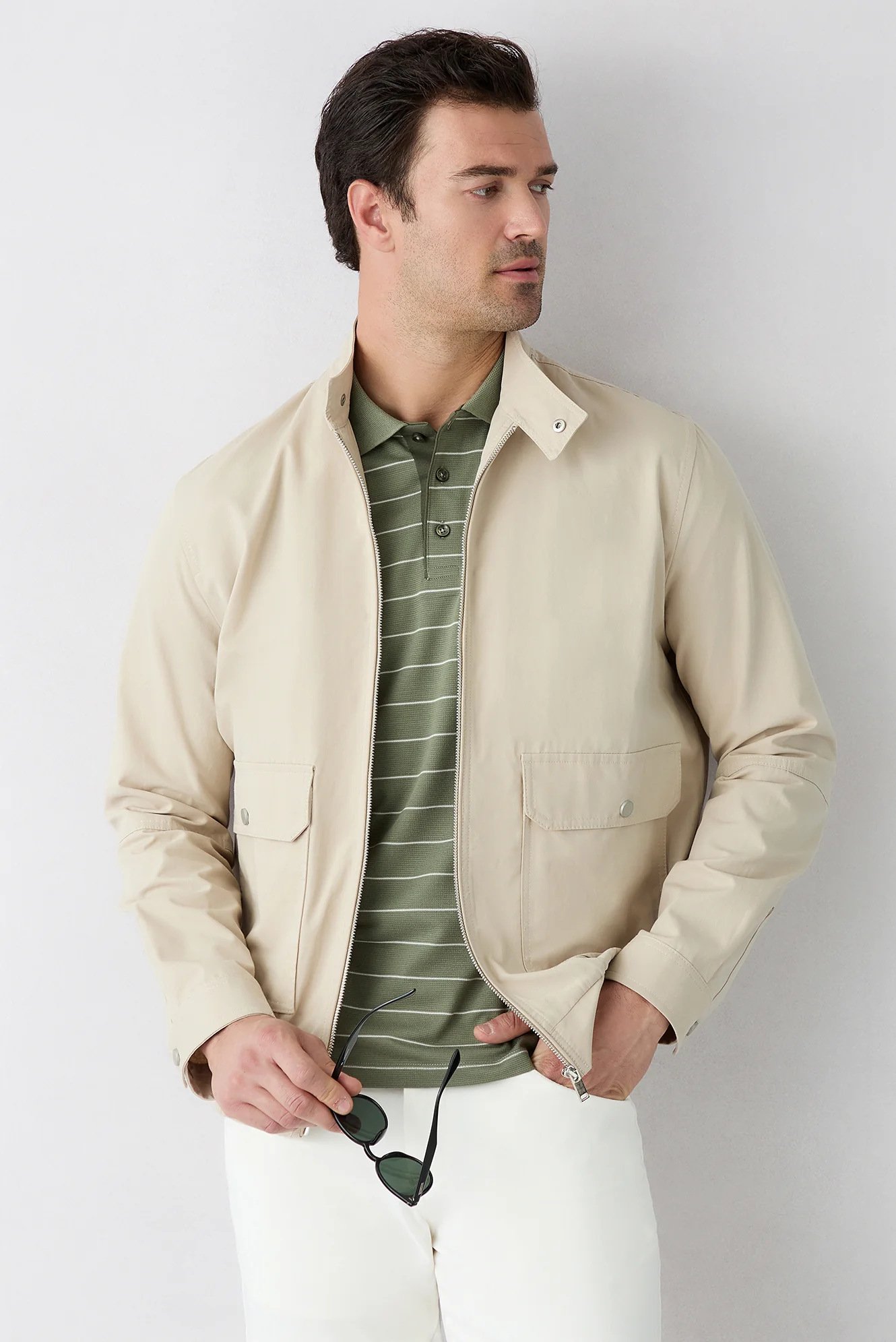 Çağla Yeşili Regular Fit Çizgili Cepli Düğmeli Polo Yaka Tişört - Image 5
