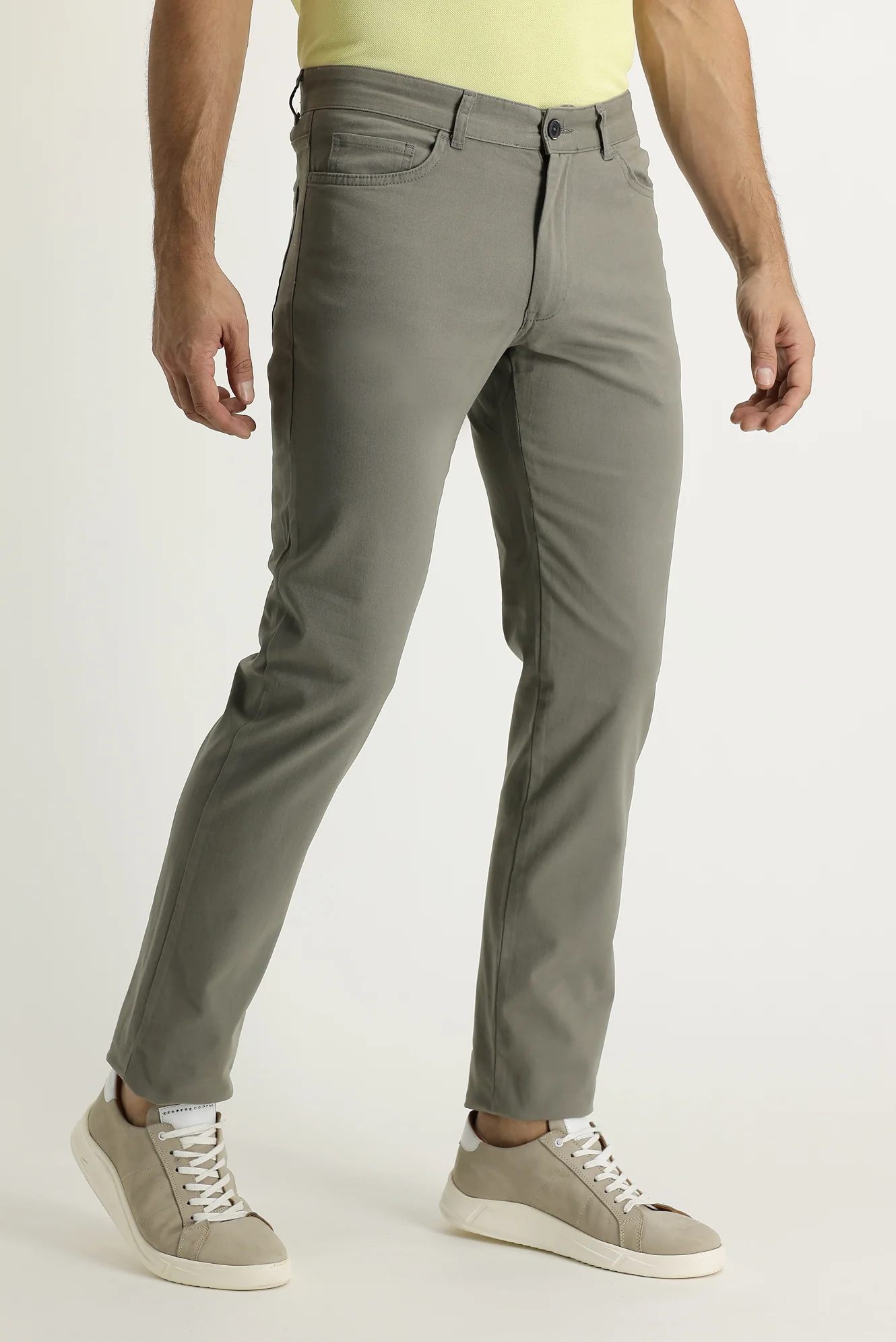 Çağla Yeşili Slim Fit Dar Kesim Likralı Kanvas / Chino Pantolon - Image 2