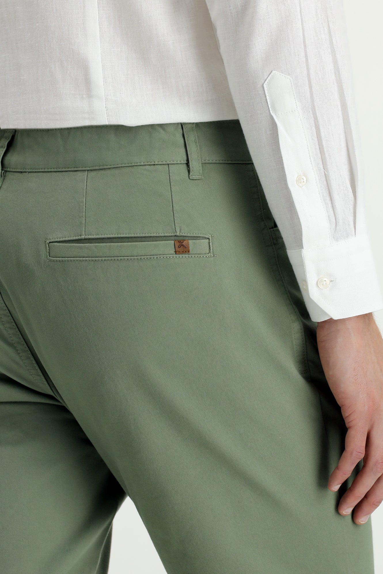 Çağla Yeşili Slim Fit Dar Kesim Likralı Yandan Cepli Kanvas / Chino Pantolon - Image 6