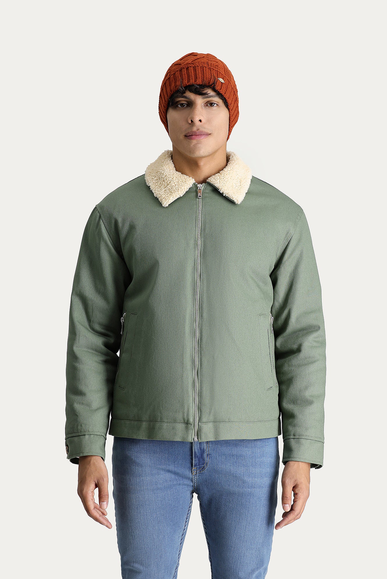 Çağla Yeşili Slim Fit Dar Kesim Pamuk Spor Mont - Image 3