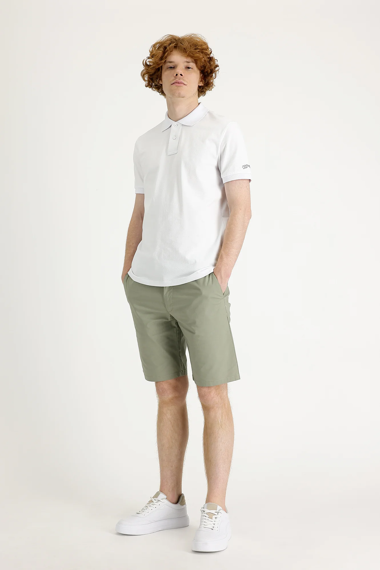 Çağla Yeşili Slim Fit Dar Kesim Bermuda Şort