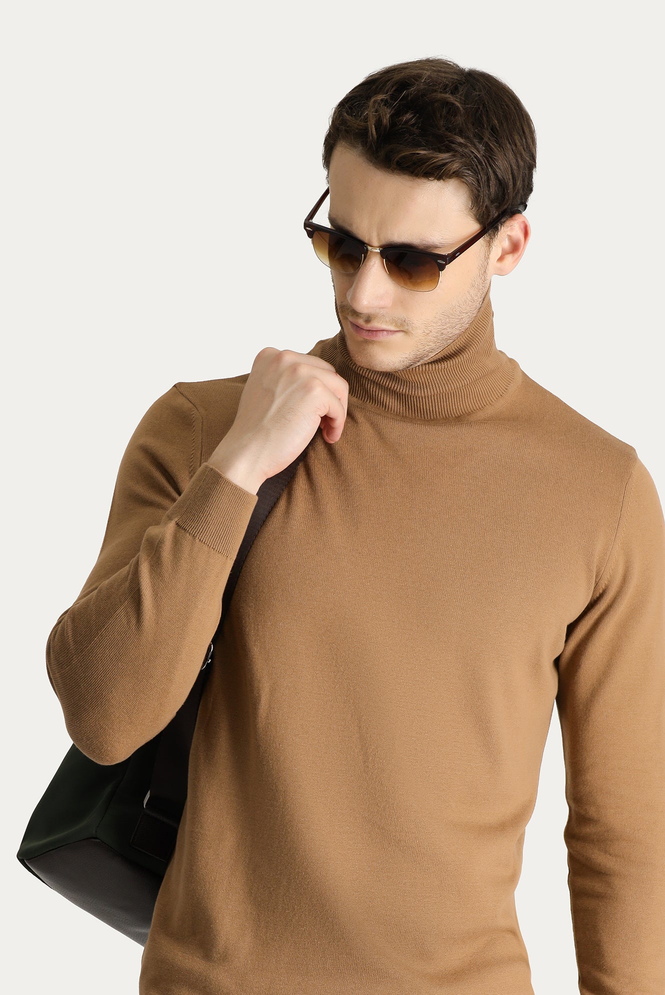 Camel Balıkçı Yaka Regular Fit Pamuklu Triko Kazak - Image 2
