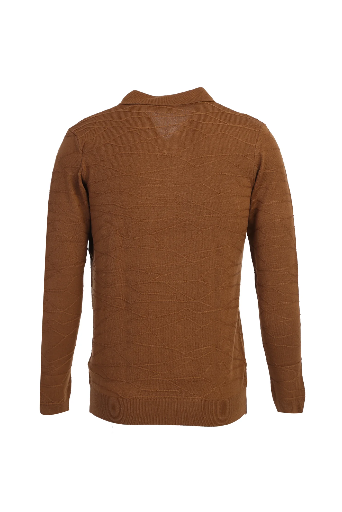 Camel Polo Yaka Regular Fit Desenli Triko Kazak - Image 2