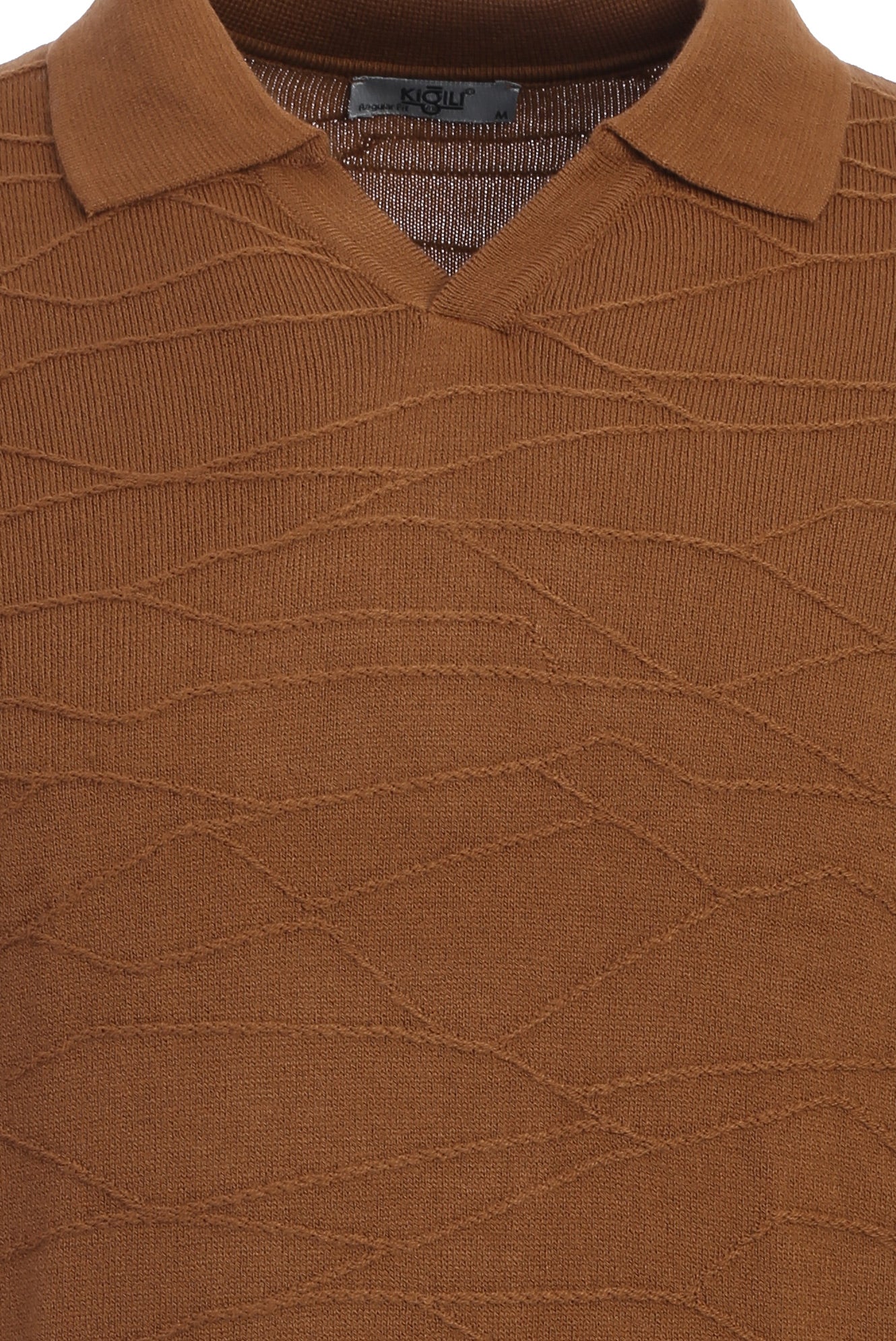 Camel Polo Yaka Regular Fit Desenli Triko Kazak - Image 3