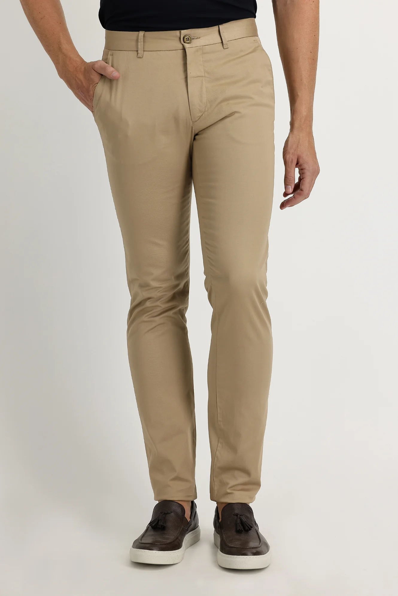 Camel Regular Fit Standart Kesim Saten Likralı Kanvas / Chino Pantolon - Image 2