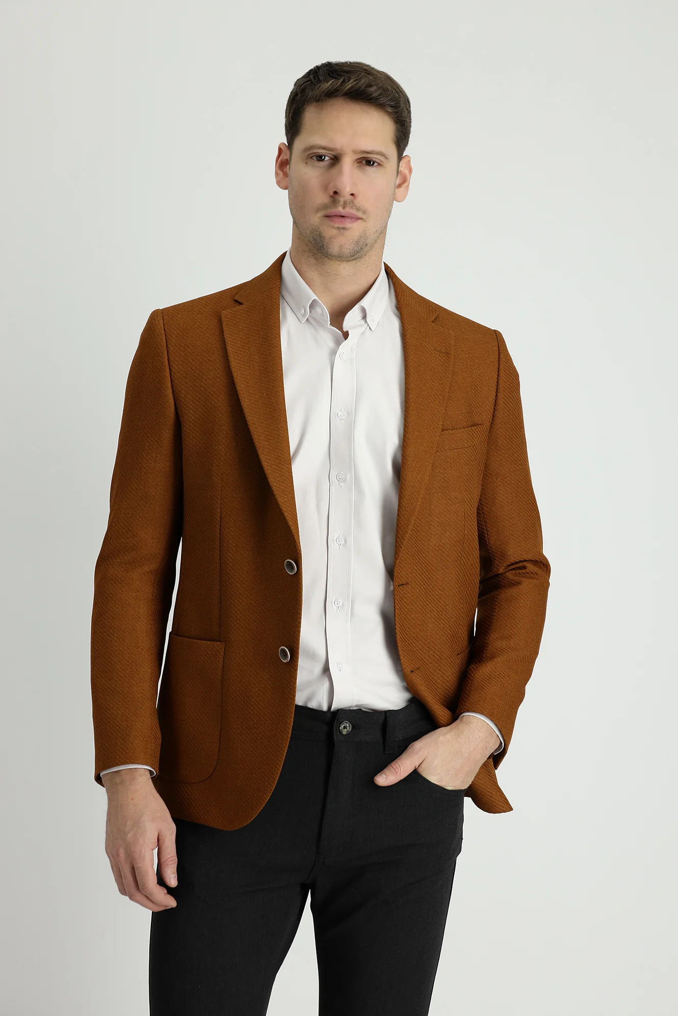 Camel 7 Drop Slim Fit Dar Kesim Desenli Spor Ceket - Image 2