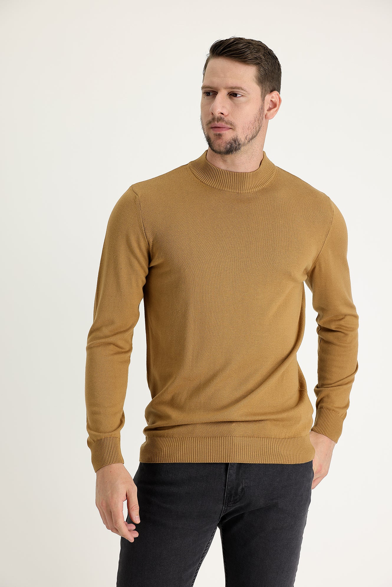 Camel Yarım Balıkçı Yaka Regular Fit Triko Kazak - Image 2