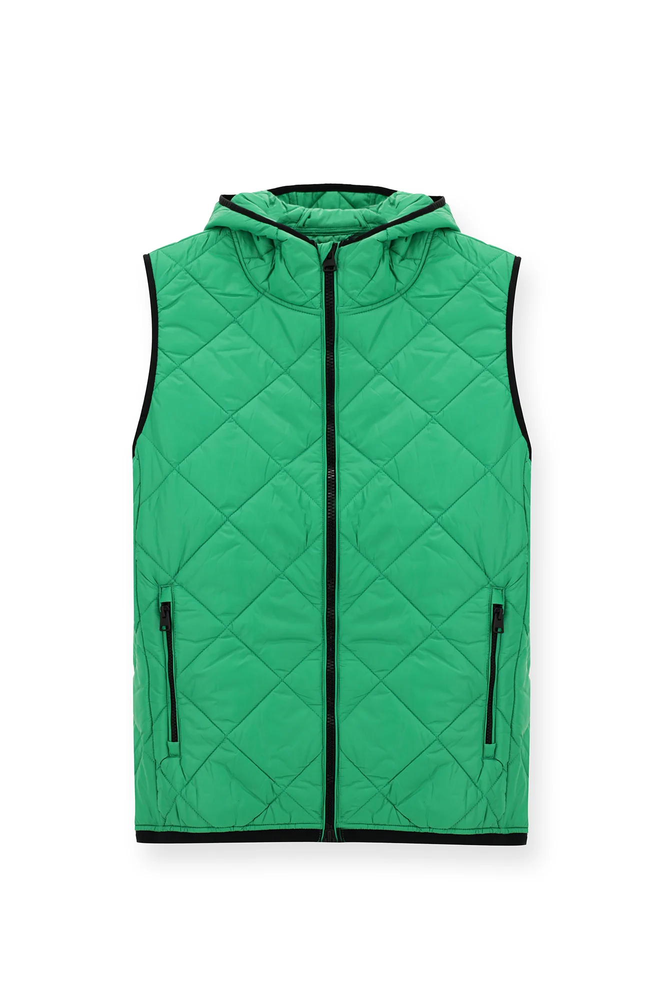 Çimen Yeşili Kapüşonlu Kapitone Spor Yelek - Image 6