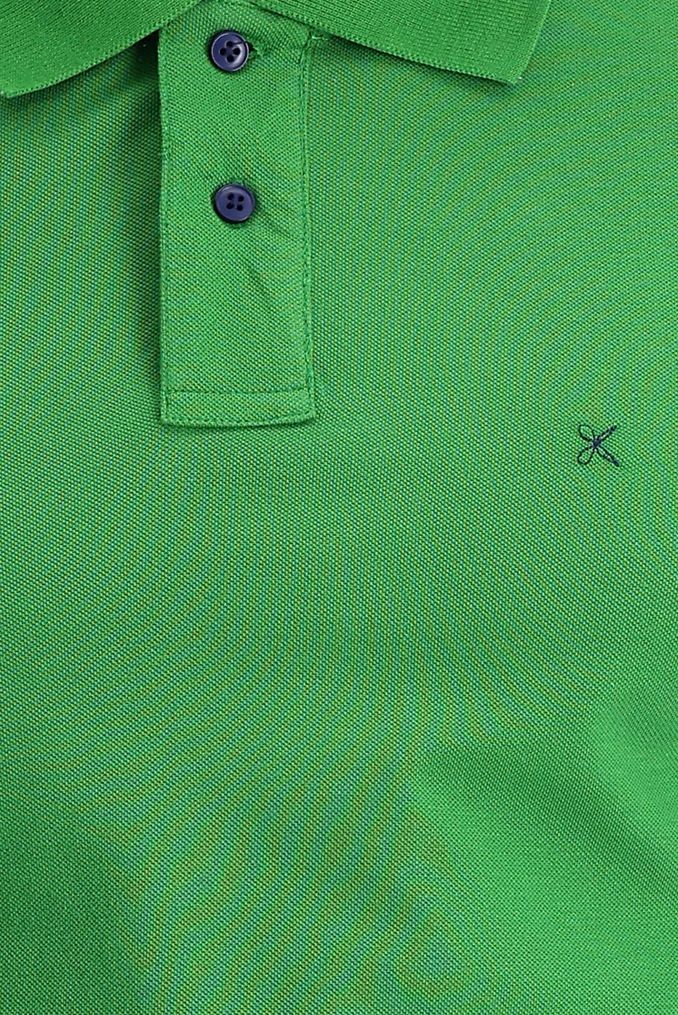 Çimen Yeşili Polo Yaka Regular Fit Nakışlı Pamuk Tişört - Image 3