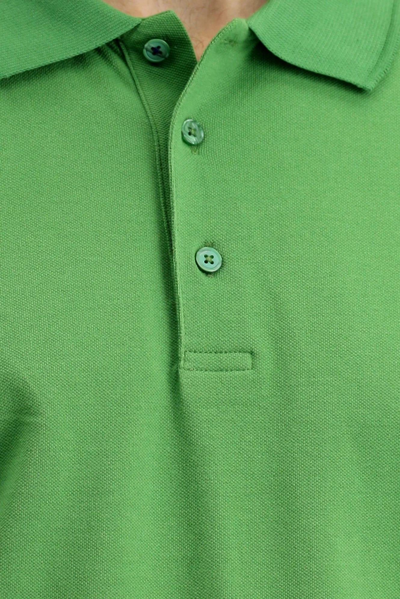 Çimen Yeşili Polo Yaka Regular Fit Nakışlı Pamuk Tişört - Image 5