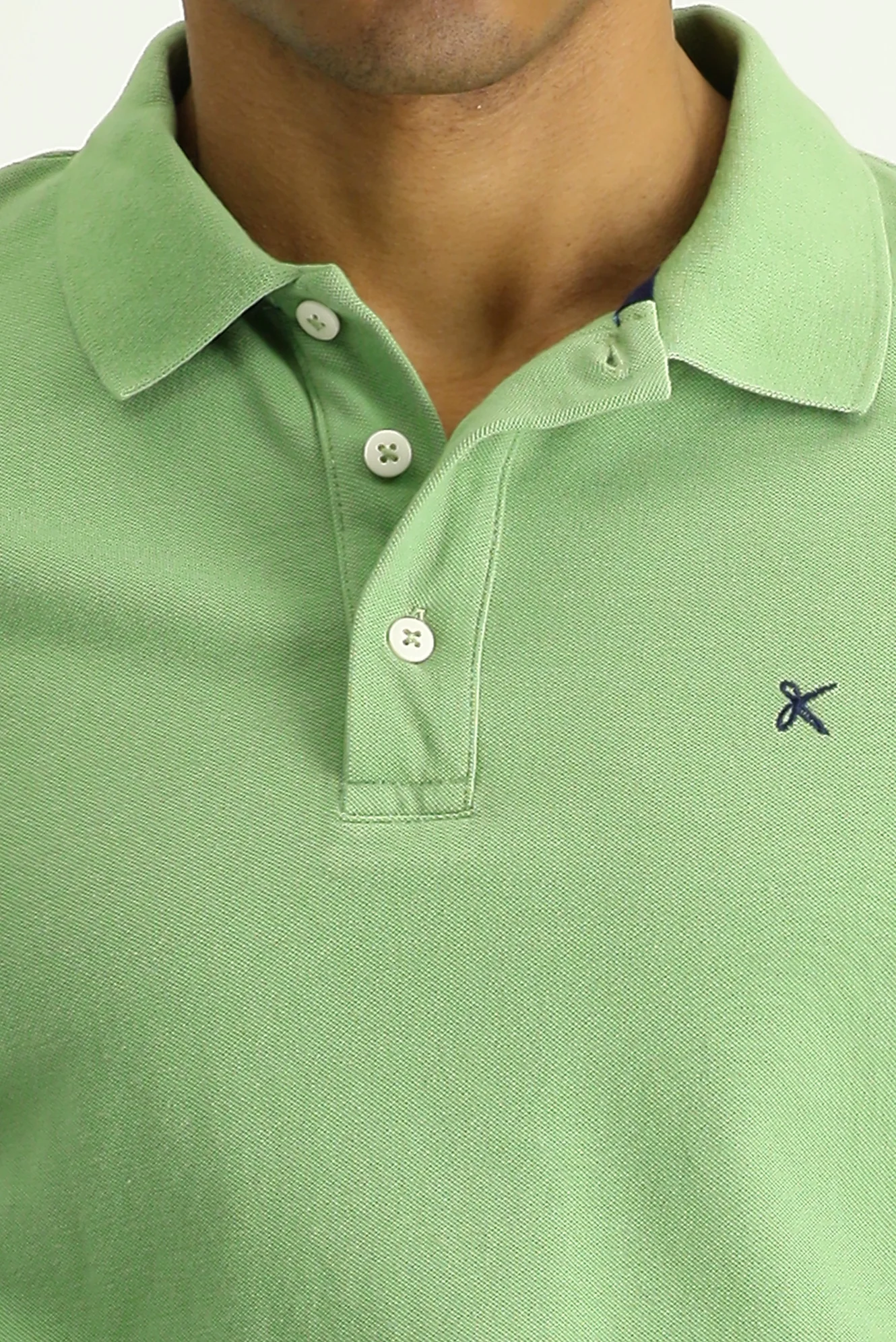 Çimen Yeşili Slim Fit Dar Kesim Nakışlı Pamuk Polo Yaka Tişört - Image 6