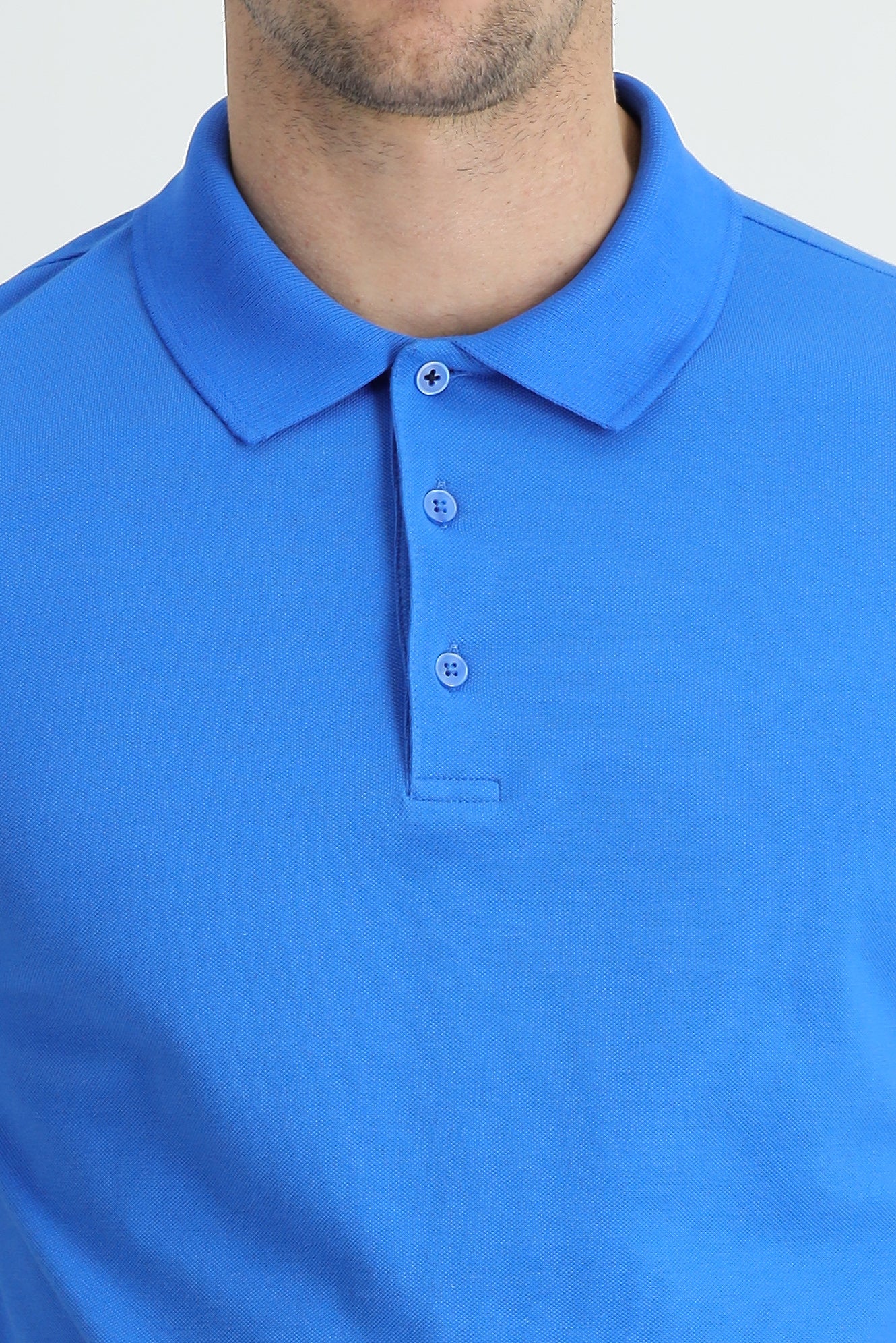 Çivit Mavisi Polo Yaka Regular Fit Nakışlı Pamuk Tişört - Image 4