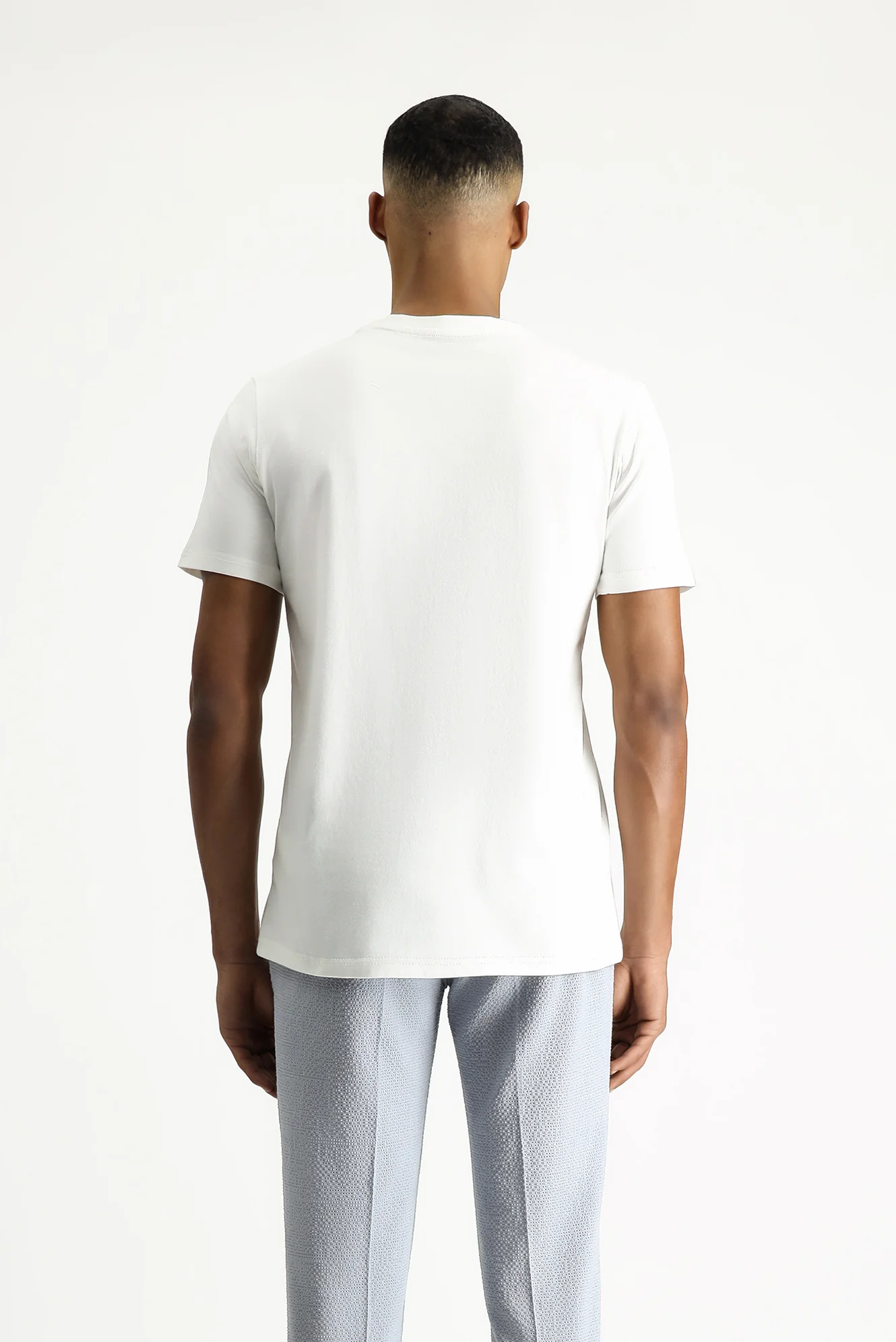 Ekru Bisiklet Yaka Regular Fit Baskılı Pamuk Tişört - Image 6