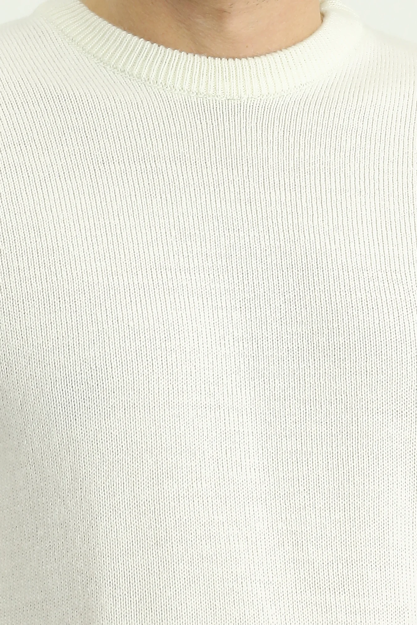 Ekru Bisiklet Yaka Regular Fit Desenli Triko Kazak - Image 6