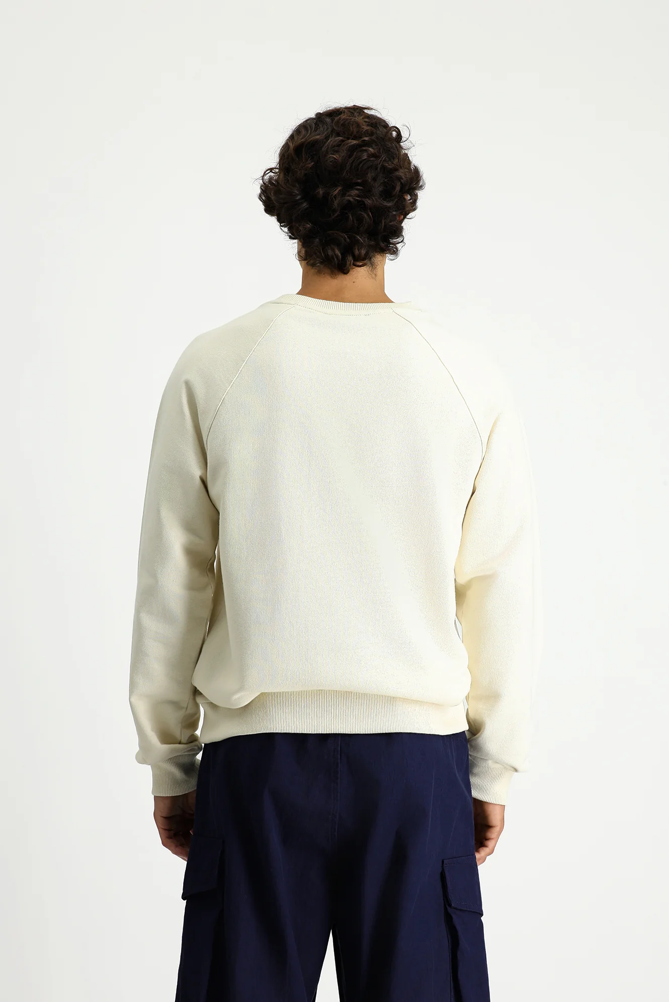 Ekru Bisiklet Yaka Regular Fit Baskılı Pamuk Sweatshirt - Image 5