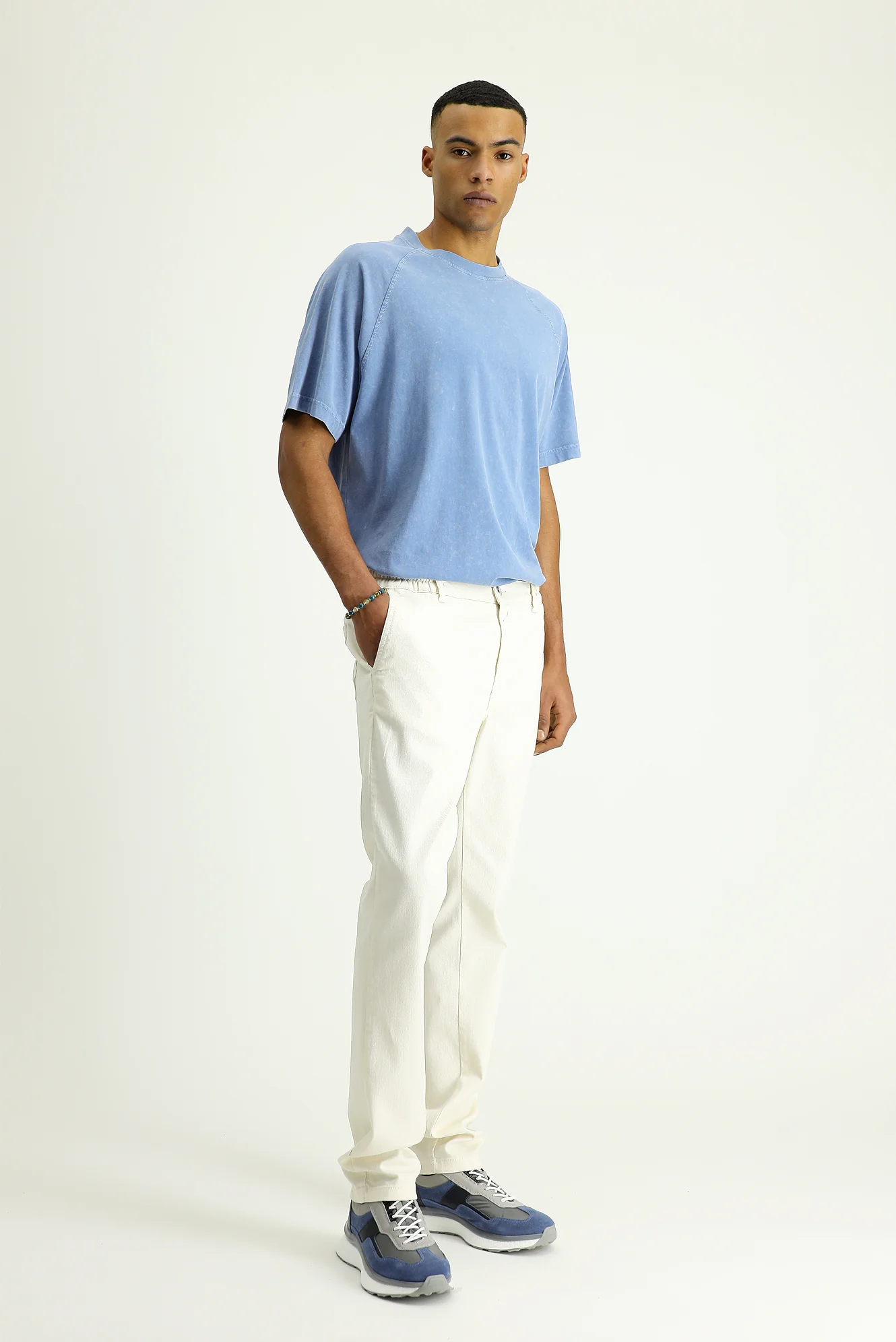 Ekru Regular Fit Standart Kesim Beli Lastikli Likralı Kanvas / Chino Pantolon - Image 2