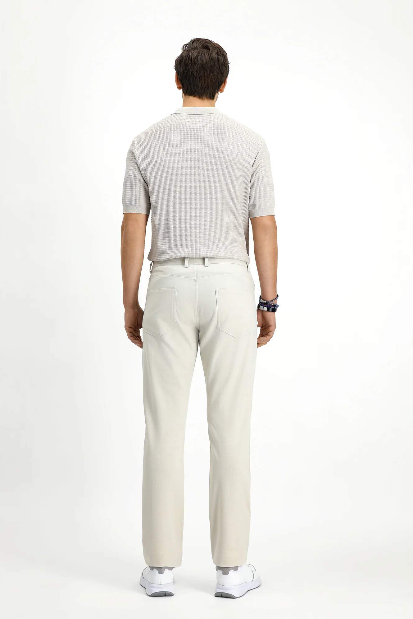 Ekru Slim Fit Dar Kesim Armürlü Klasik Pantolon - Image 5