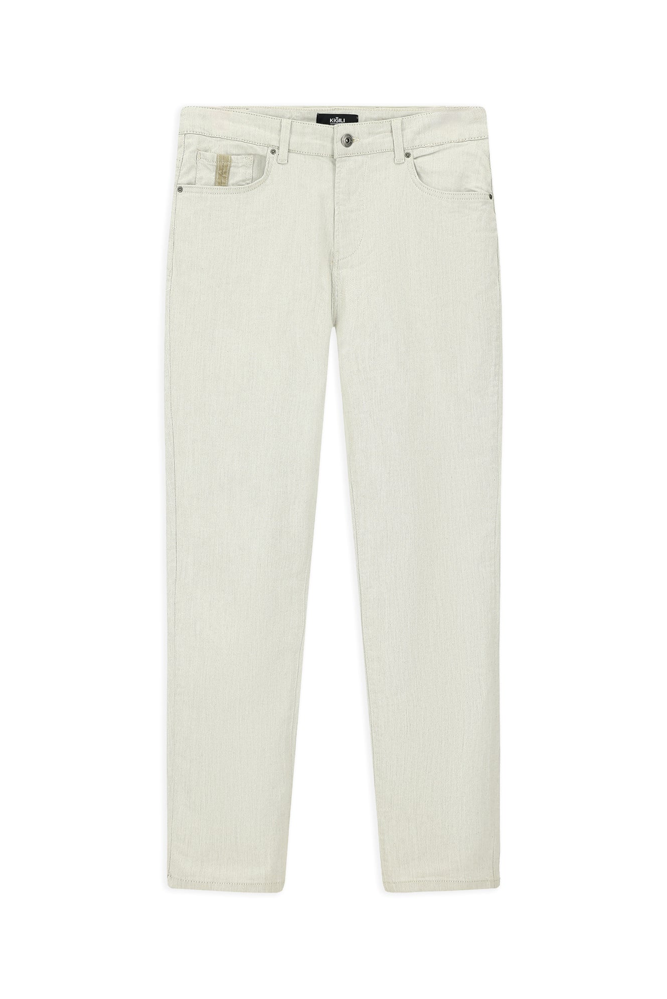 Ekru Slim Fit Dar Kesim Likralı Denim Pantolon - Image 7