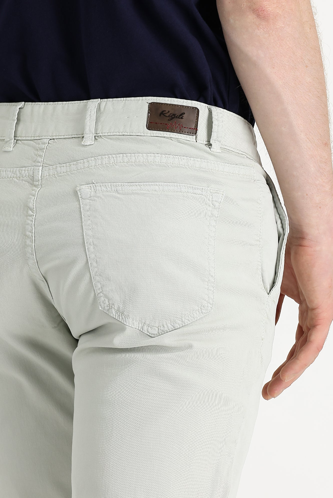 Ekru Slim Fit Dar Kesim Likralı Kanvas / Chino Pantolon - Image 4