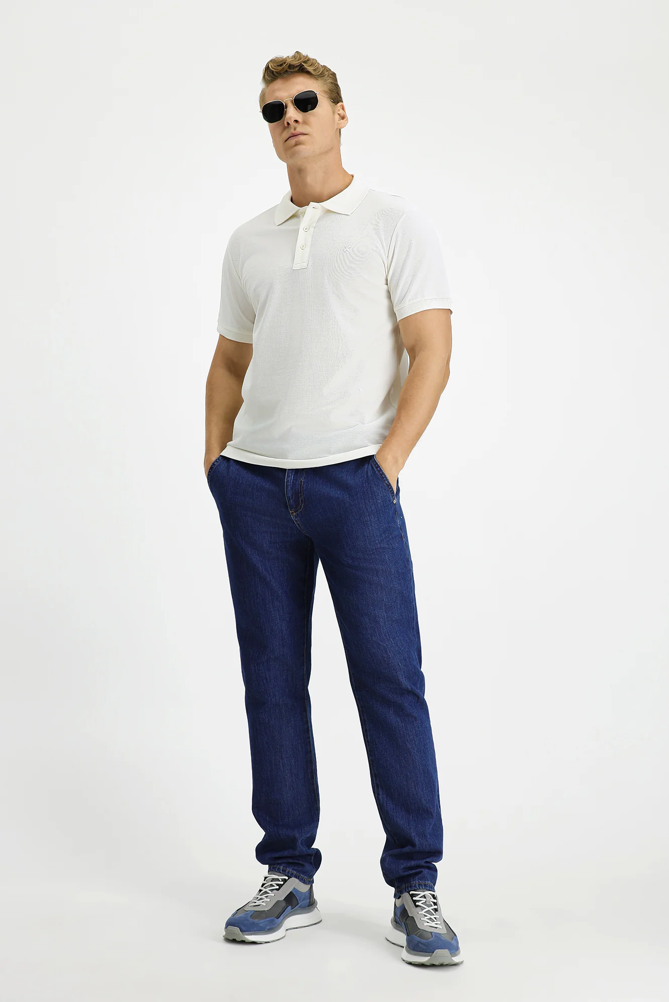Ekru Slim Fit Dar Kesim Pamuk Kıvrılmaz Polo Yaka Tişört - Image 2