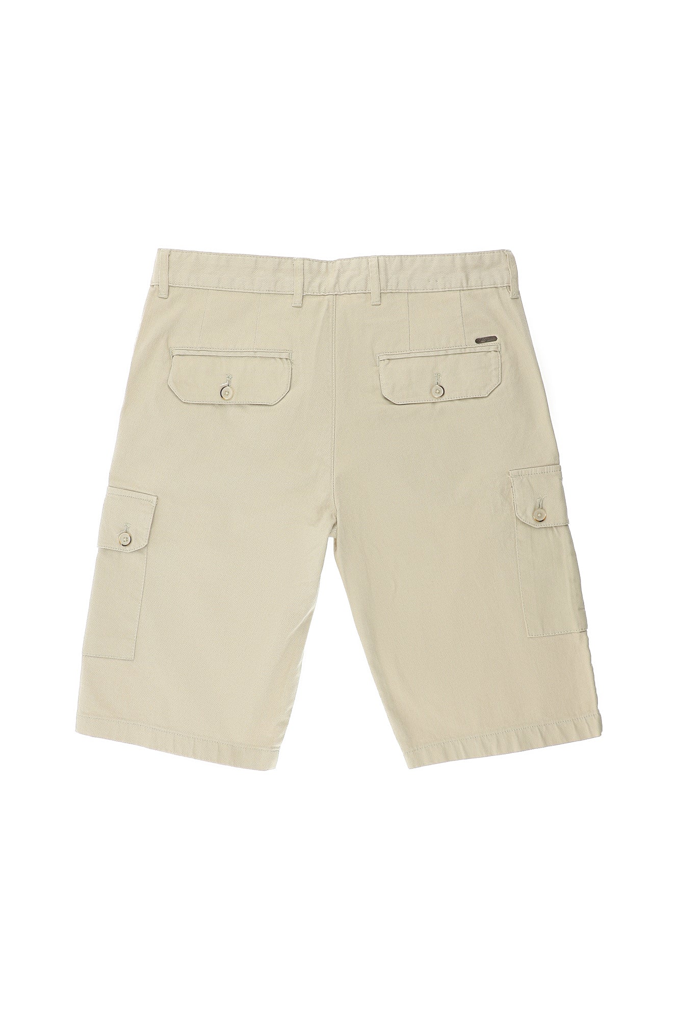 Ekru Slim Fit Dar Kesim Pamuklu Bermuda Şort - Image 2