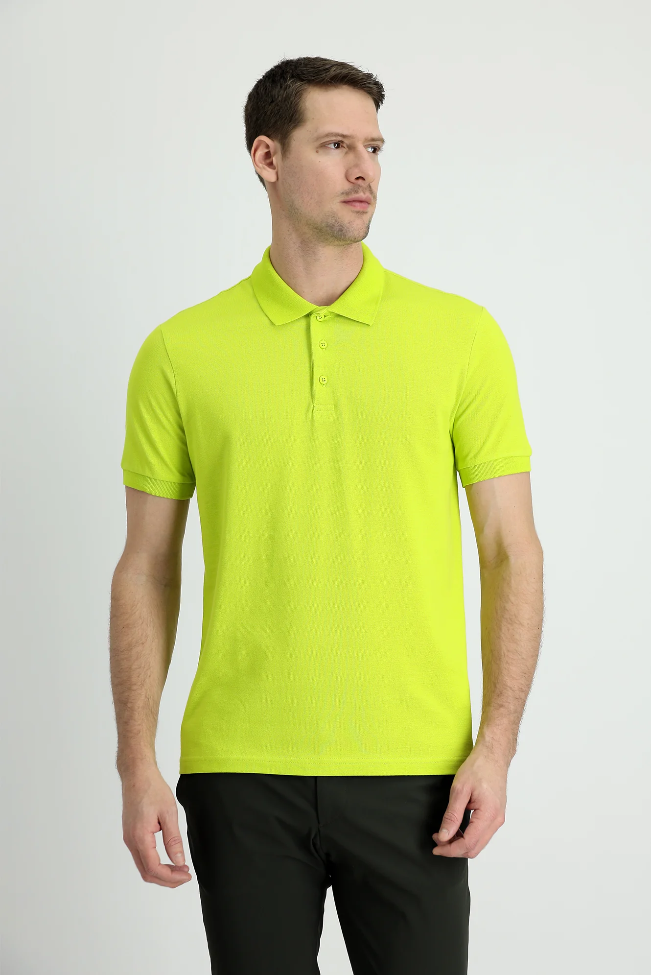Fıstık Yeşili Polo Yaka Regular Fit Pamuk Tişört