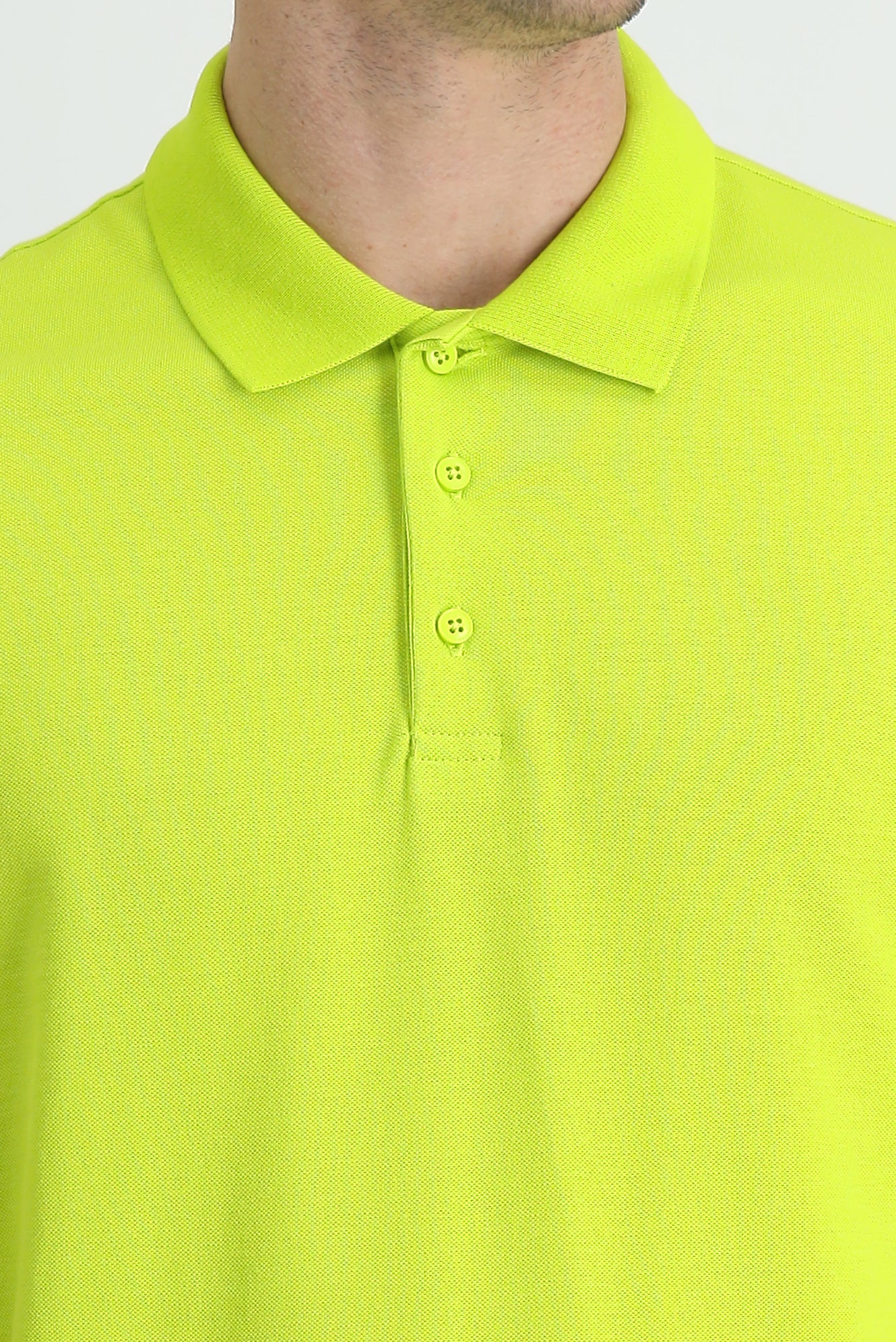 Fıstık Yeşili Polo Yaka Regular Fit Pamuk Tişört - Image 3