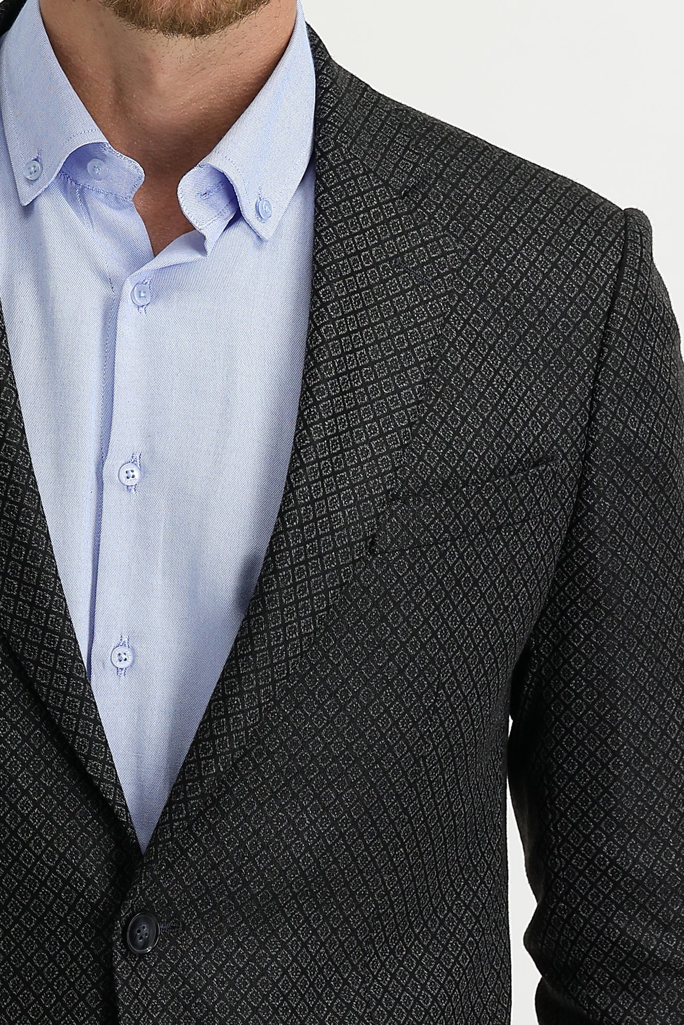 Füme Gri 7 Drop Slim Fit Dar Kesim Kuşgözü Ceket - Image 3