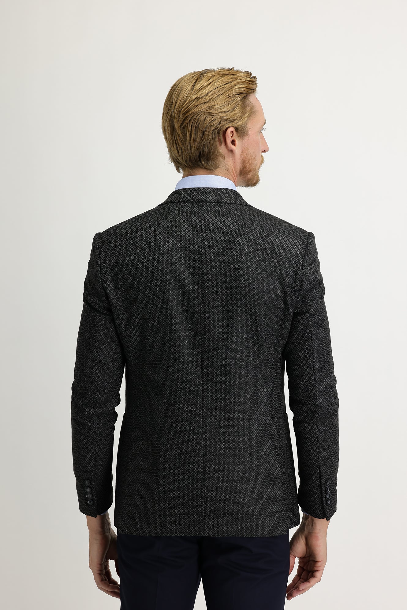 Füme Gri 7 Drop Slim Fit Dar Kesim Kuşgözü Ceket - Image 4