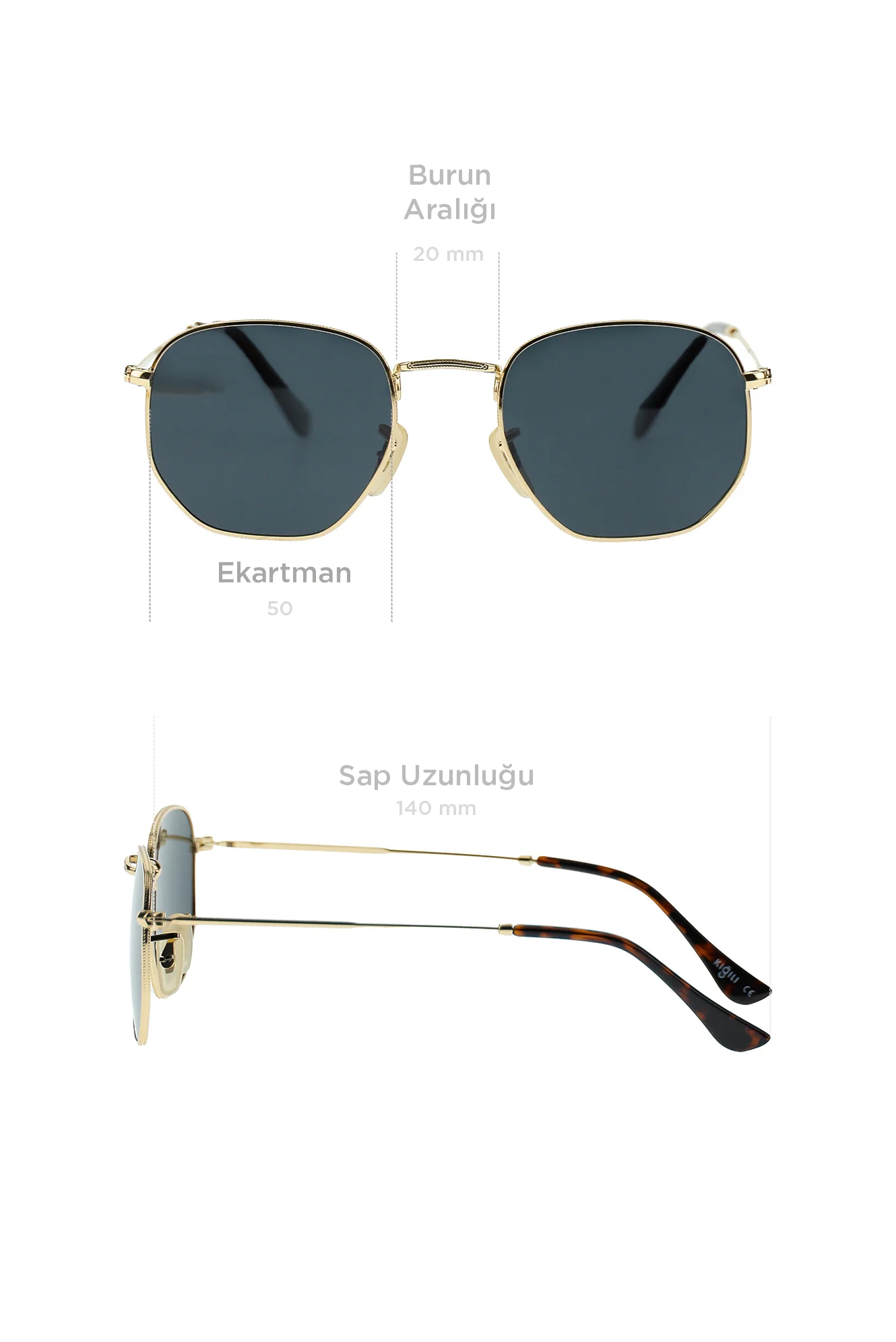 Gold UV400 Korumalı Metal Çerçeve Erkek Güneş Gözlüğü - Image 7