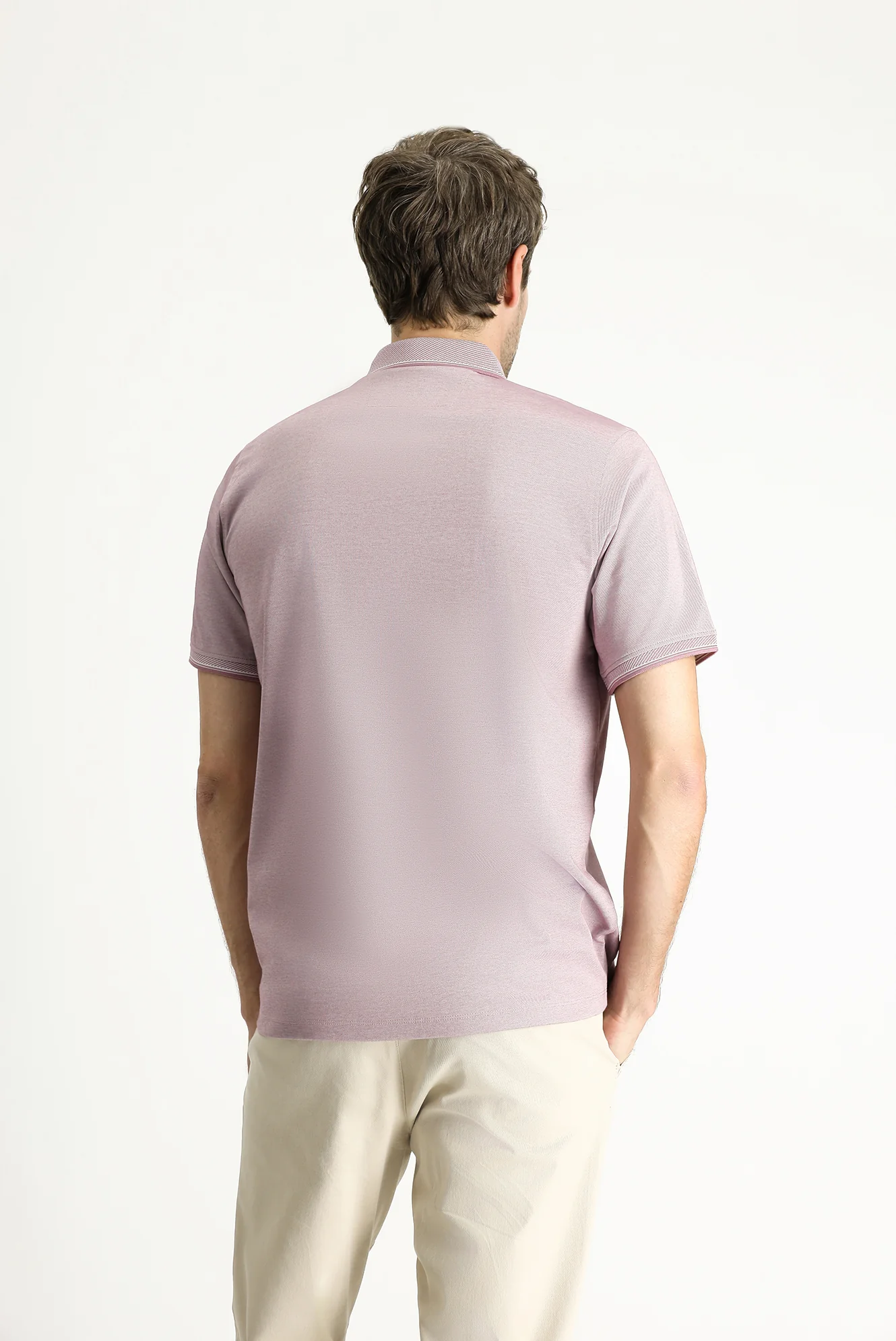 Gül Kurusu Polo Yaka Regular Fit Pamuklu Tişört - Image 4