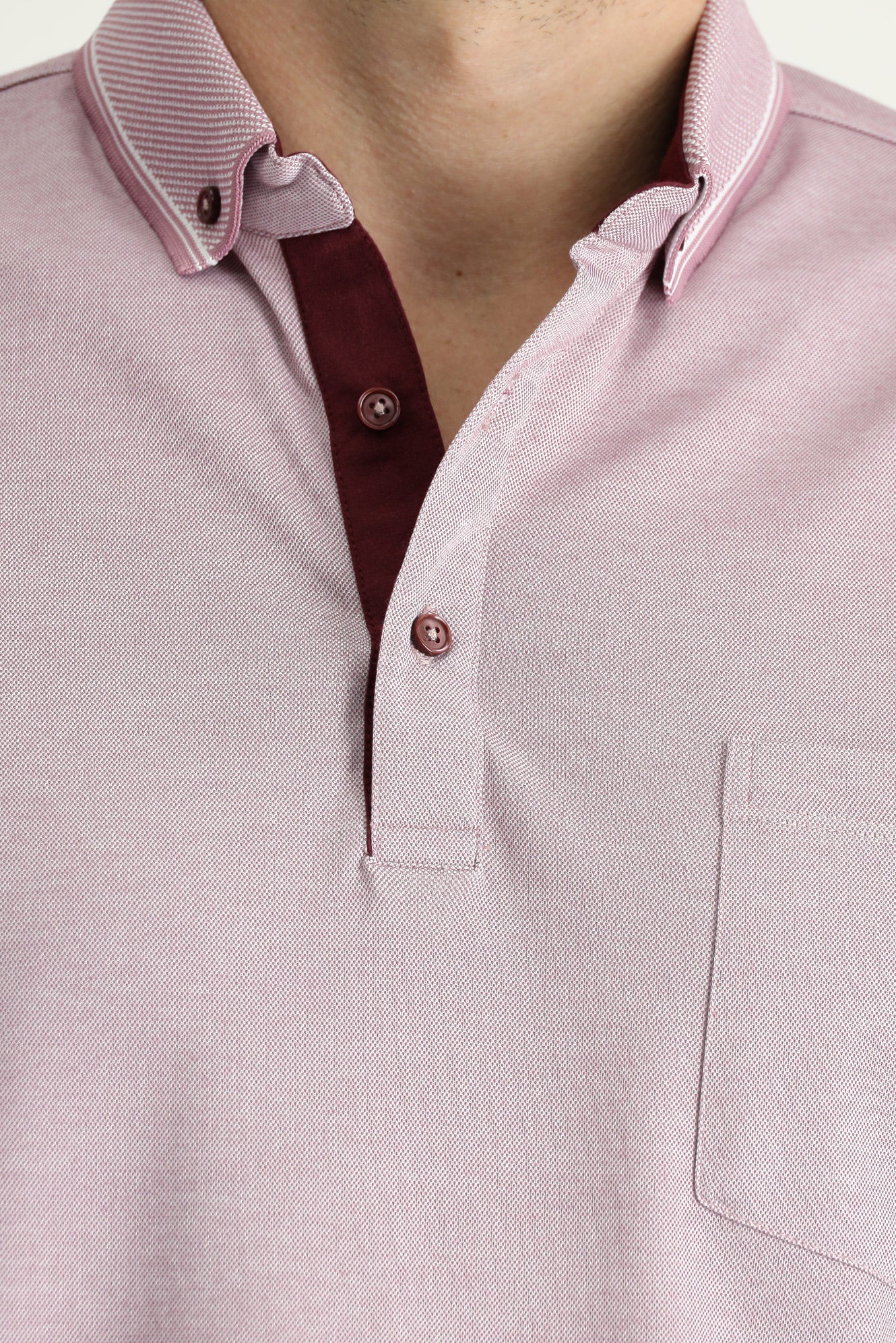 Gül Kurusu Polo Yaka Regular Fit Pamuklu Tişört - Image 5