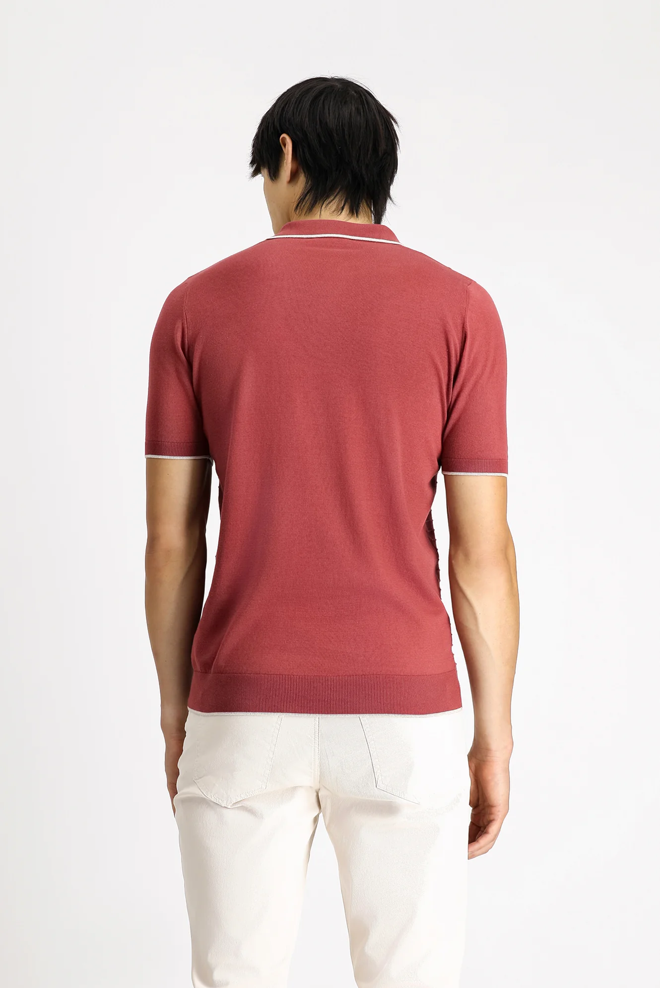 Gül Kurusu Slim Fit Dar Kesim Desenli Pamuklu Polo Yaka Tişört - Image 4