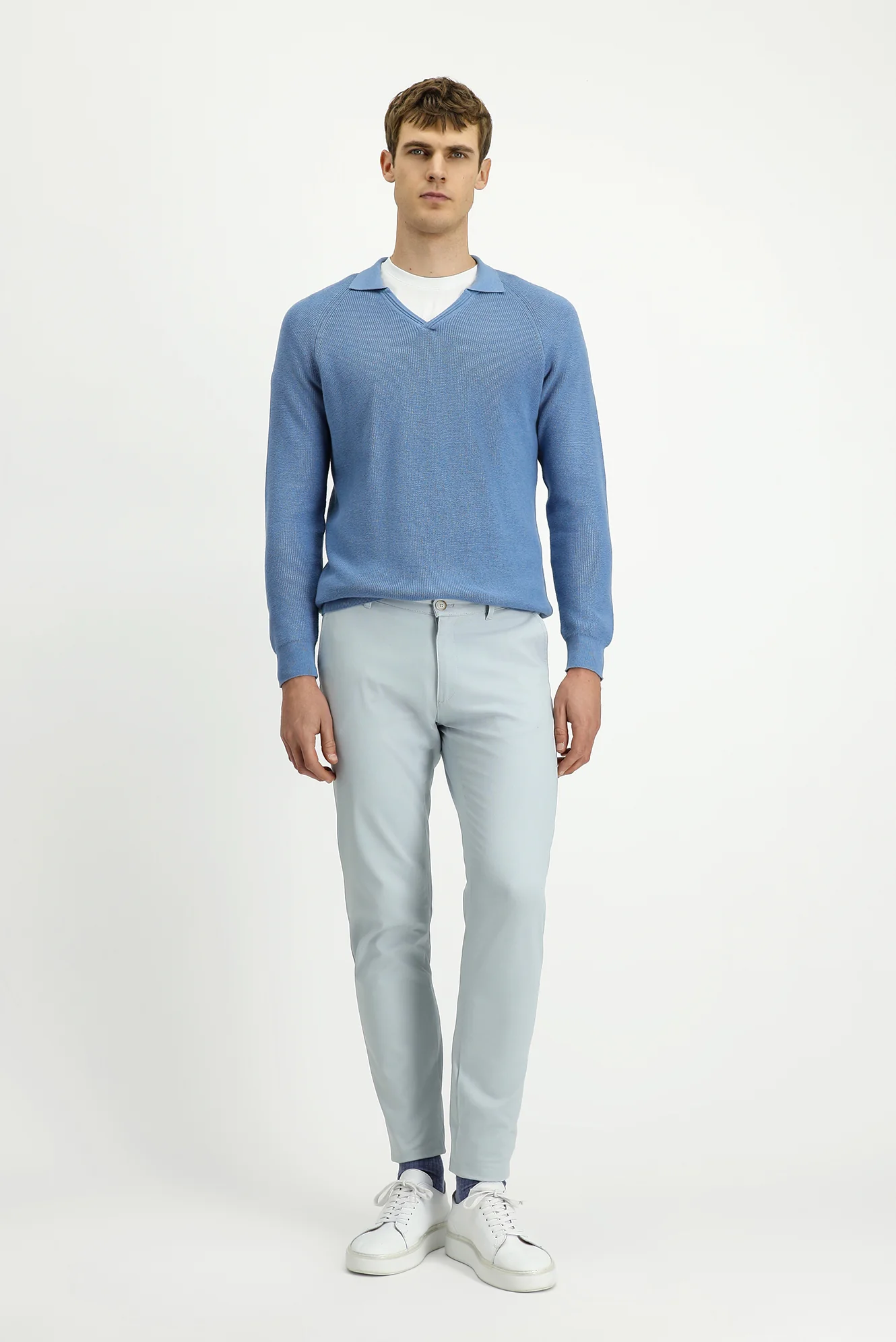 Gümüş Regular Fit Standart Kesim Likralı Kanvas / Chino Pantolon