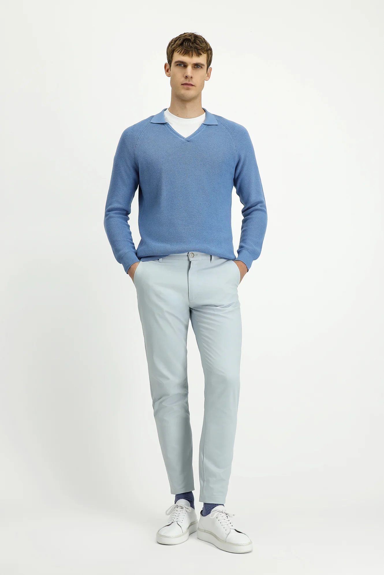 Gümüş Regular Fit Standart Kesim Likralı Kanvas / Chino Pantolon - Image 3