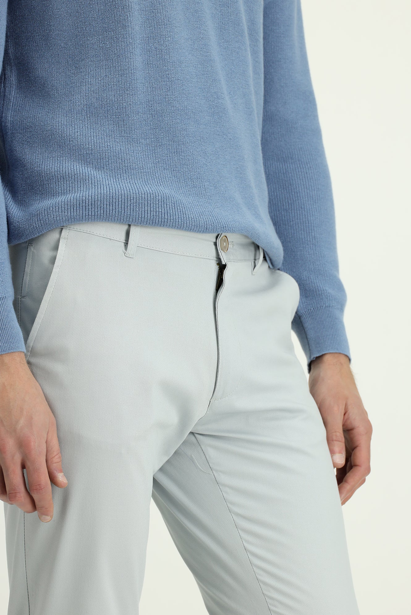 Gümüş Regular Fit Standart Kesim Likralı Kanvas / Chino Pantolon - Image 5