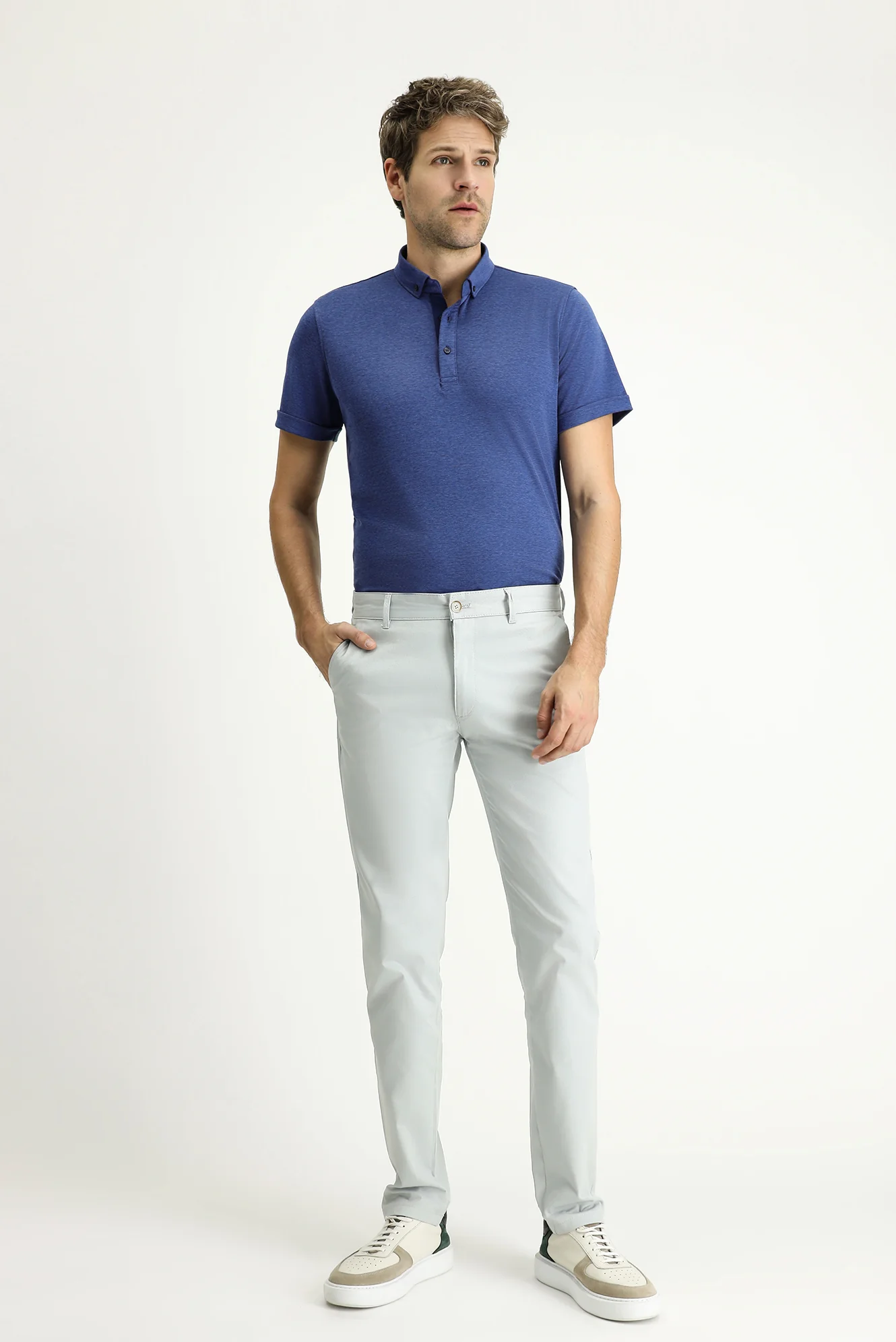 Gümüş Relaxed Fit Rahat Kesim Likralı Kanvas / Chino Pantolon - Image 2
