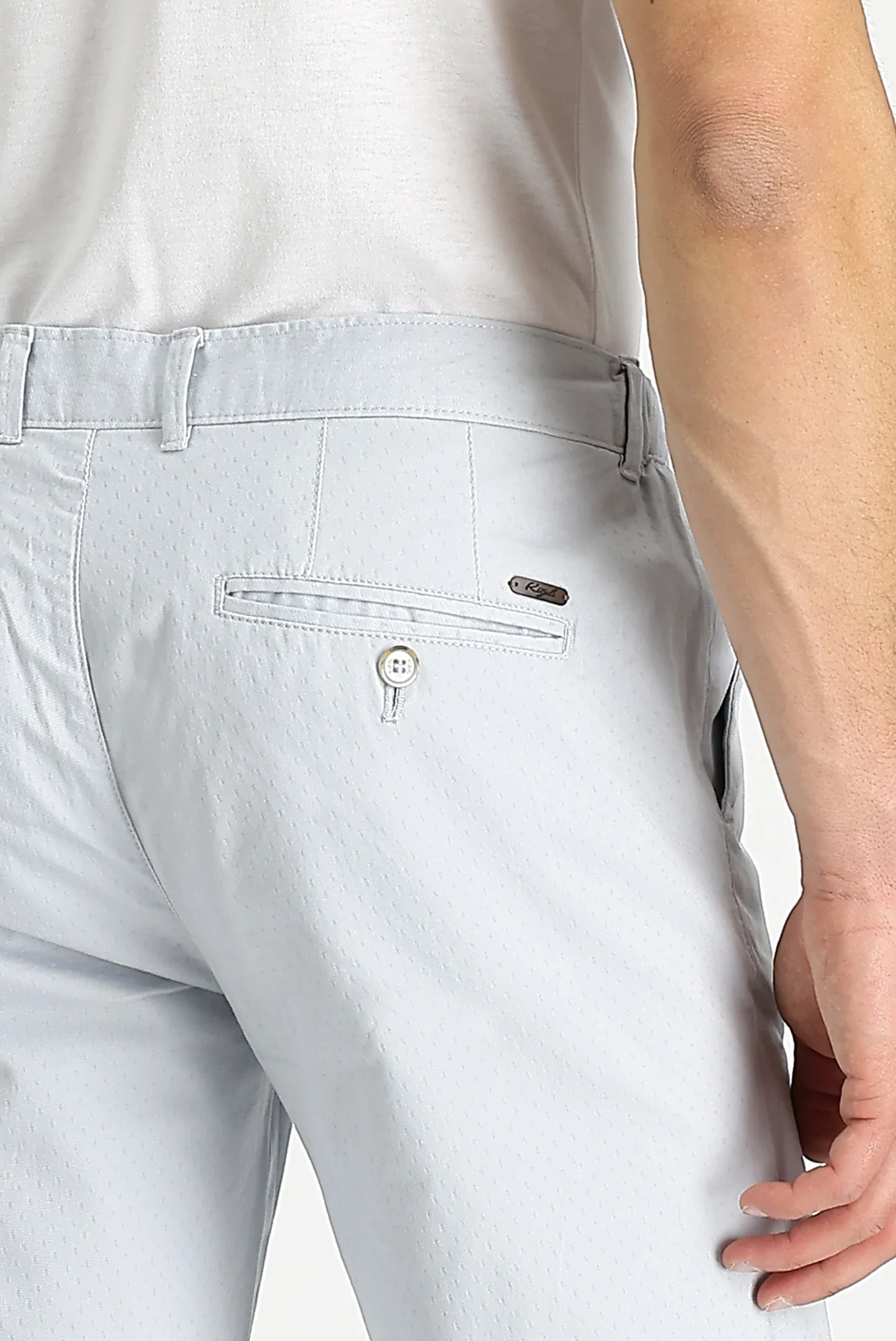 Gümüş Slim Fit Dar Kesim Desenli Likralı Kanvas / Chino Pantolon - Image 3