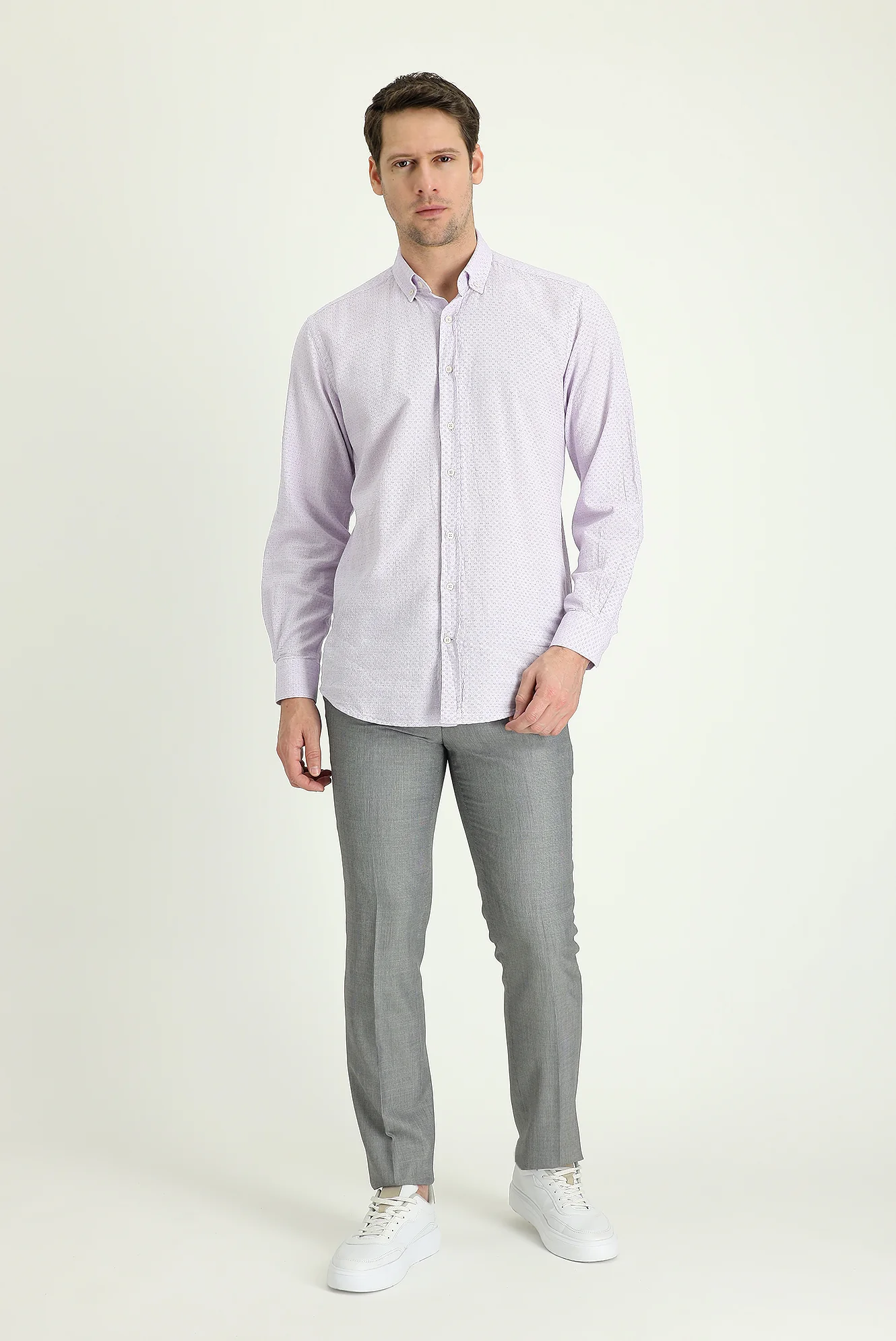 Gümüş 7 Drop Slim Fit Dar Kesim Yünlü Klasik Kumaş Pantolon