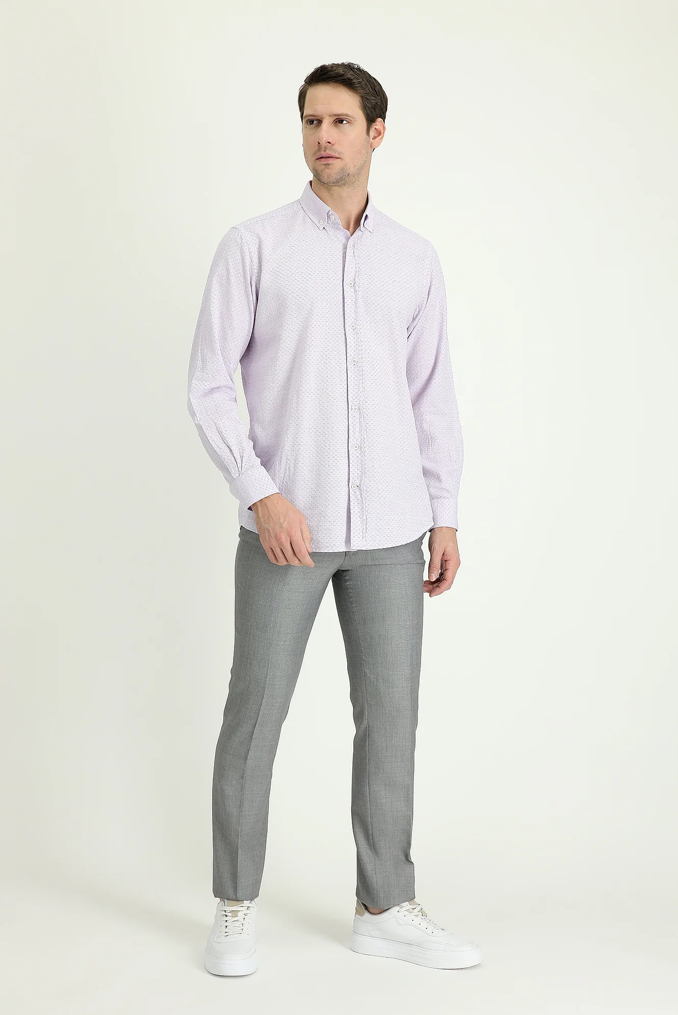 Gümüş 7 Drop Slim Fit Dar Kesim Yünlü Klasik Kumaş Pantolon - Image 2