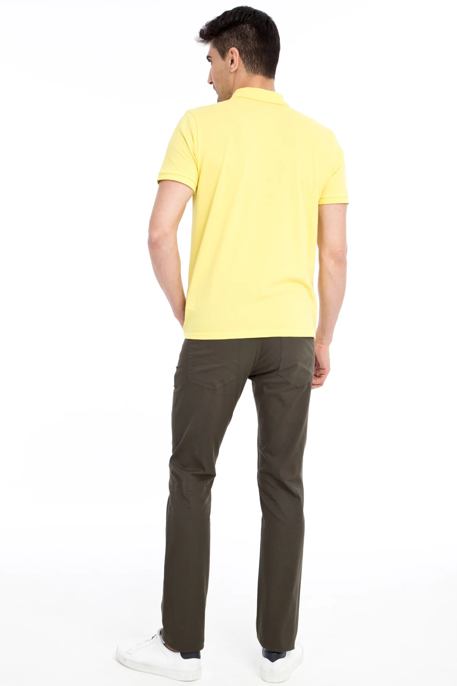 Haki Slim Fit Dar Kesim Likralı Kanvas / Chino Pantolon - Image 2