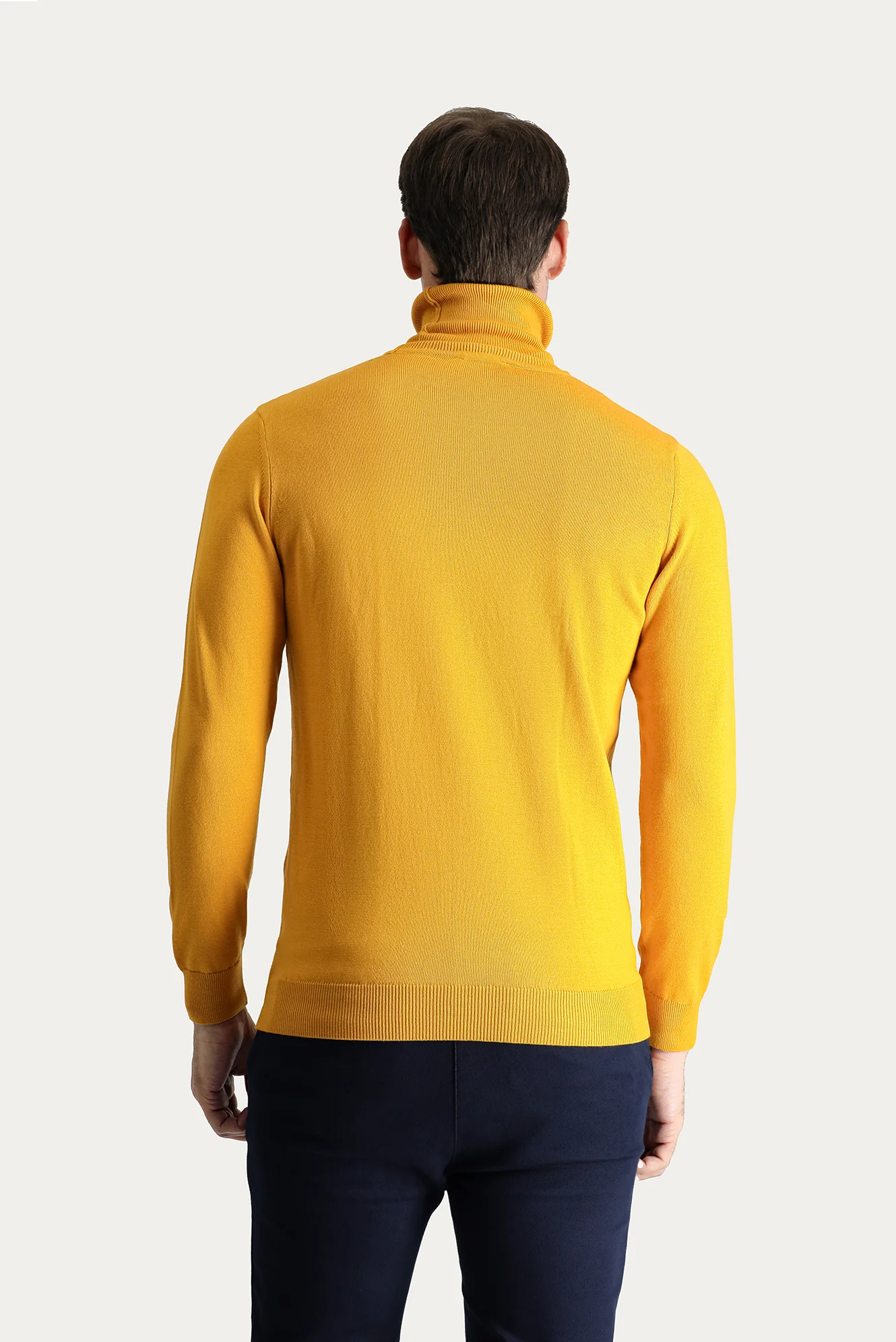 Hardal Balıkçı Yaka Regular Fit Pamuklu Triko Kazak - Image 4