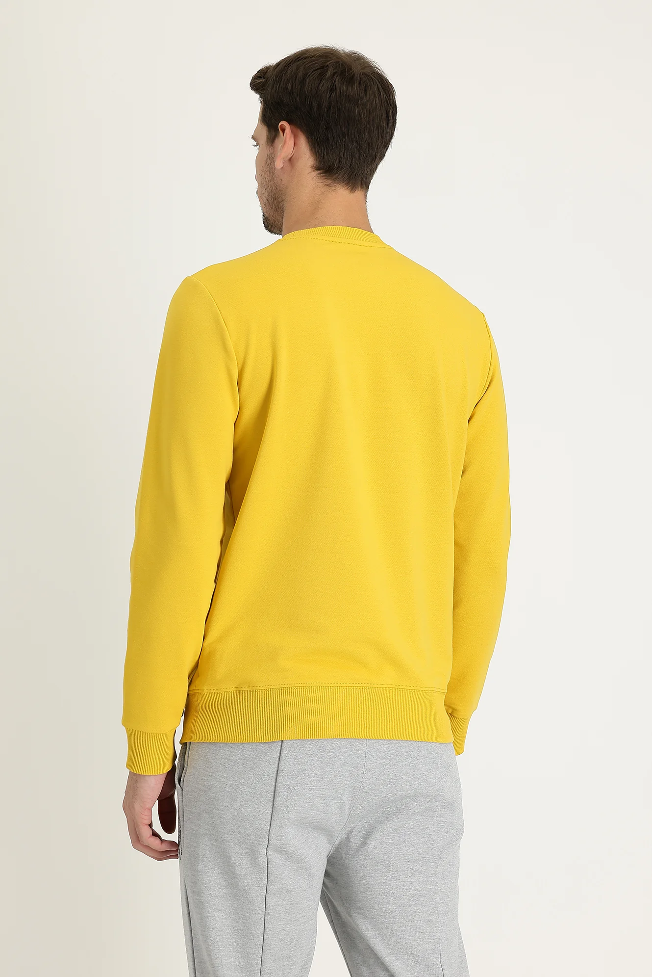 Hardal Bisiklet Yaka Slim Fit Dar Kesim Baskılı Sweatshirt - Image 3