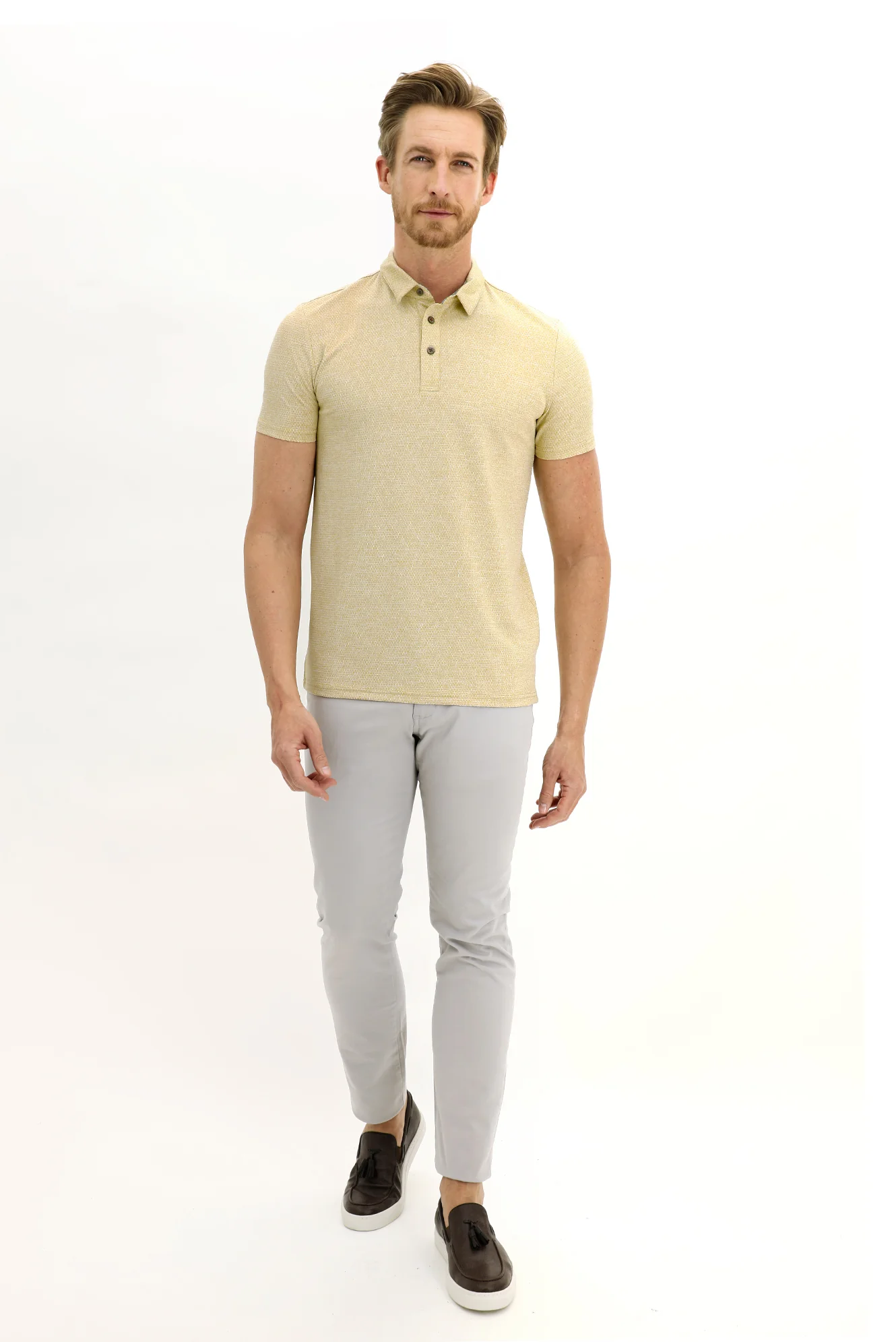 Hardal Polo Yaka Slim Fit Dar Kesim Tişört - Image 2