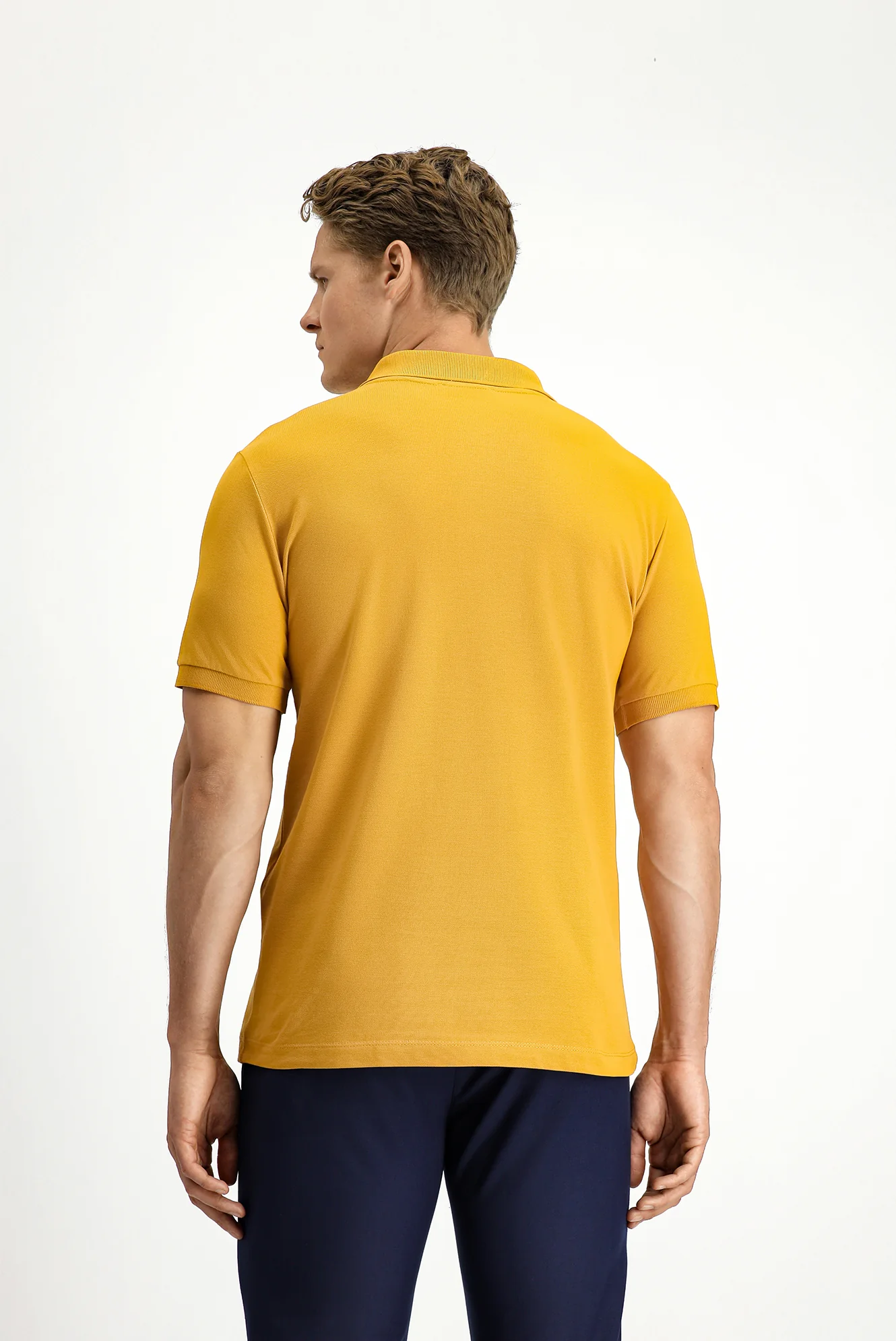 Hardal Slim Fit Dar Kesim Pamuk Kıvrılmaz Polo Yaka Tişört - Image 4