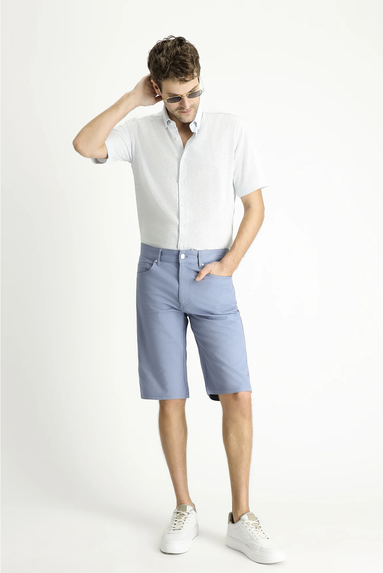 Havacı Mavi Relaxed Fit Rahat Kesim Bermuda Şort - Image 2